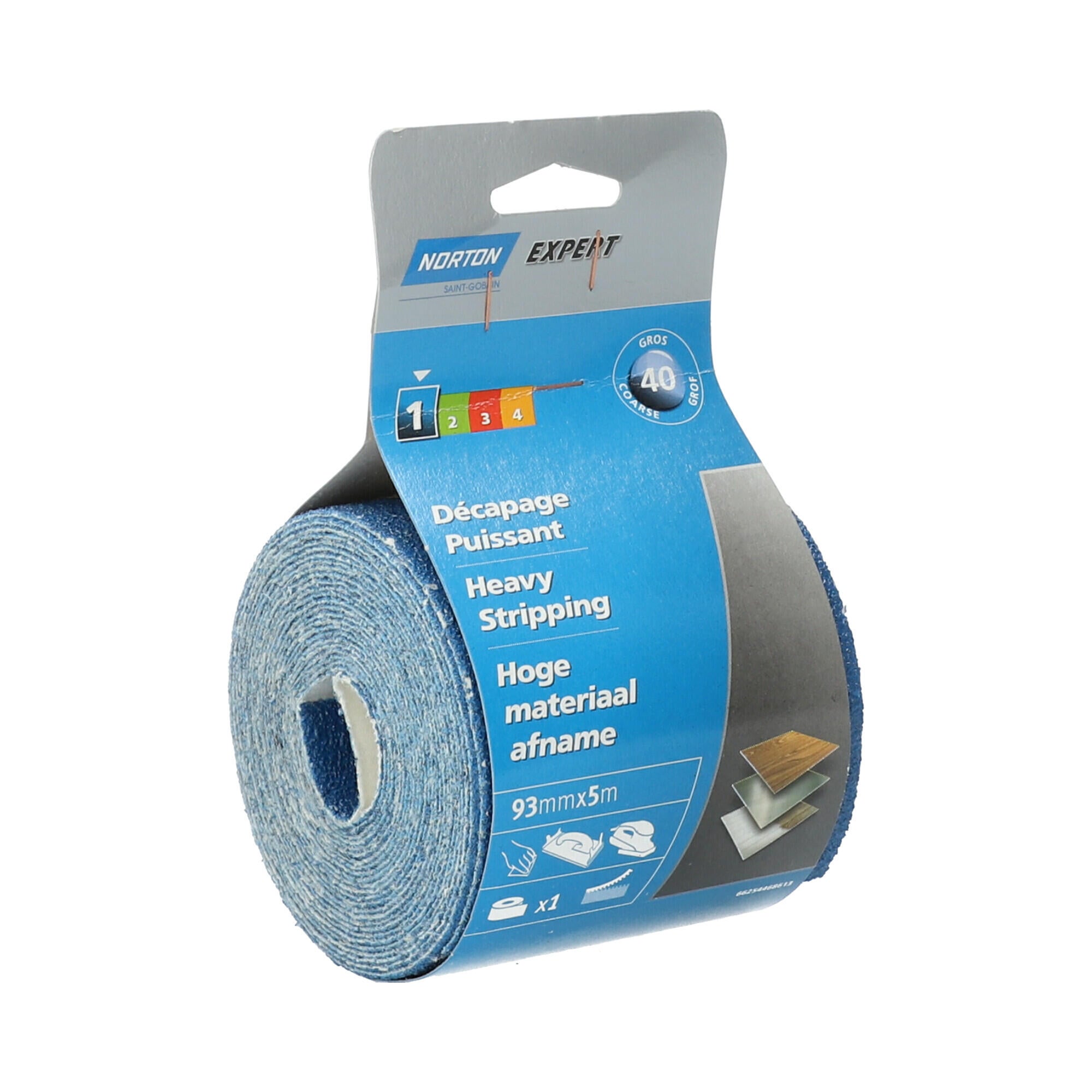 Rouleau abrasif NORTON, 93x5 mm, grains 40 - 4