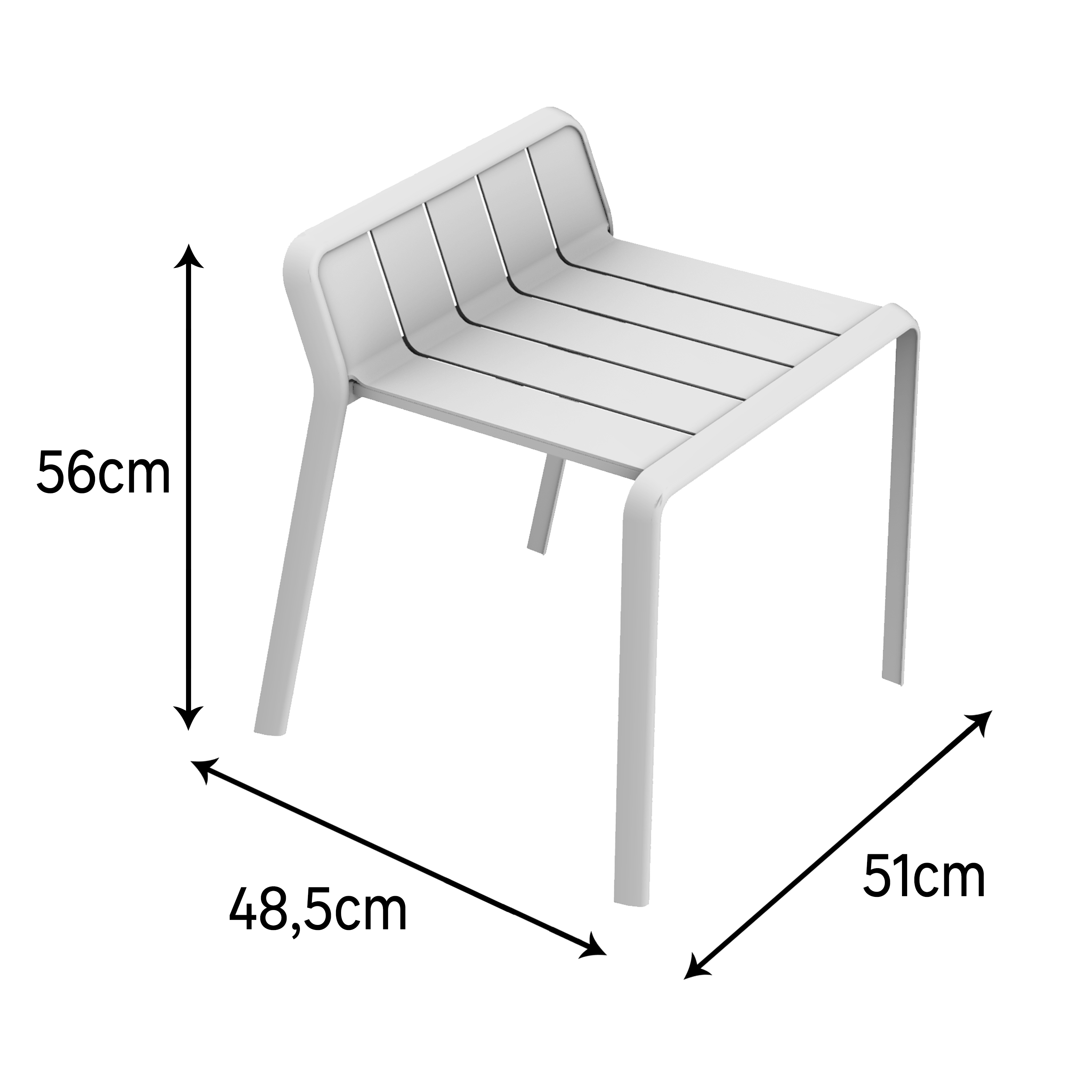 Sgabello da giardino in alluminio Idaho NATERIAL, struttura e seduta in alluminio grigio - 11