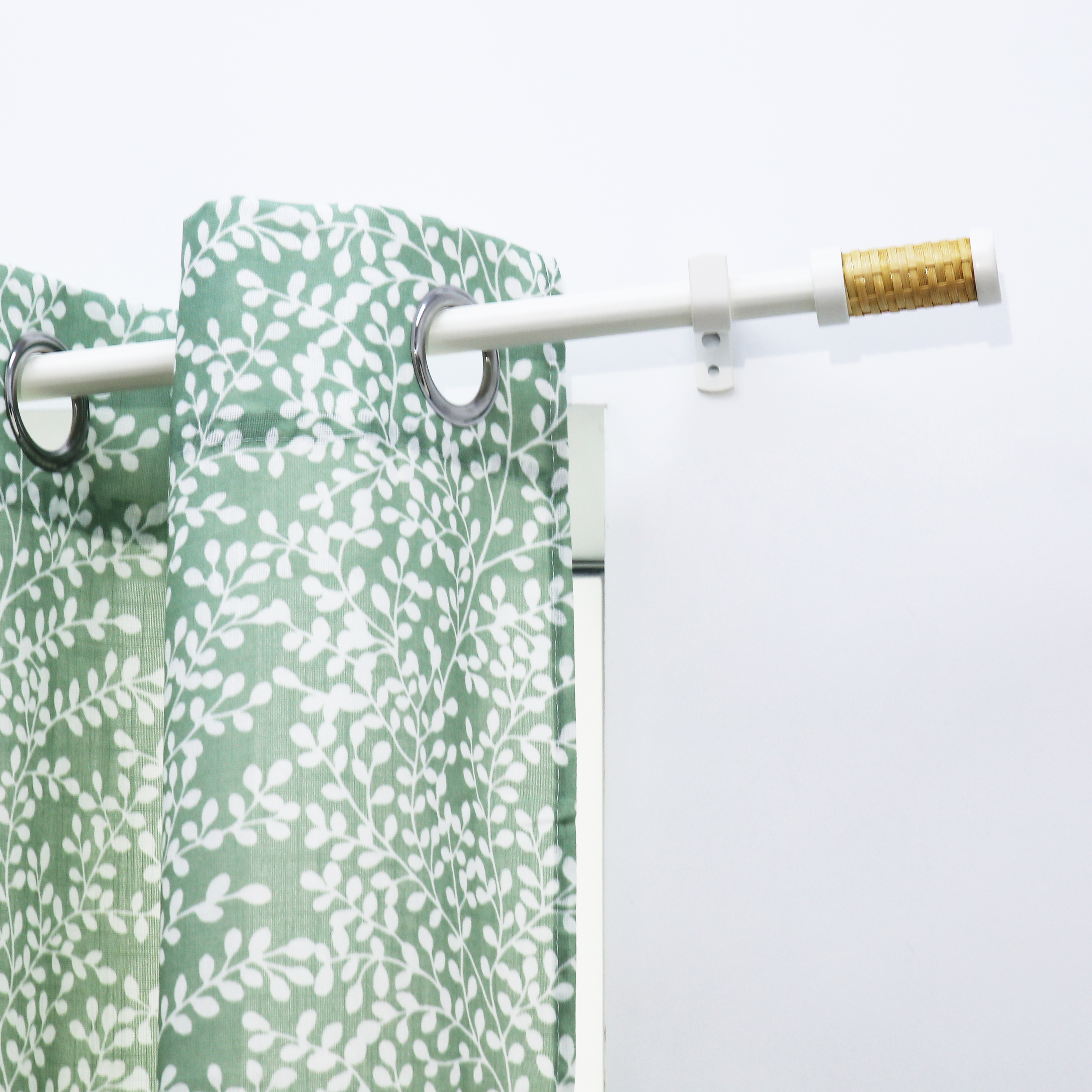 Kit 1 barra para cortina acero blanco mate a pared Natus INSPIRE diámetro 19 mm extensible 120-210 cm - 3