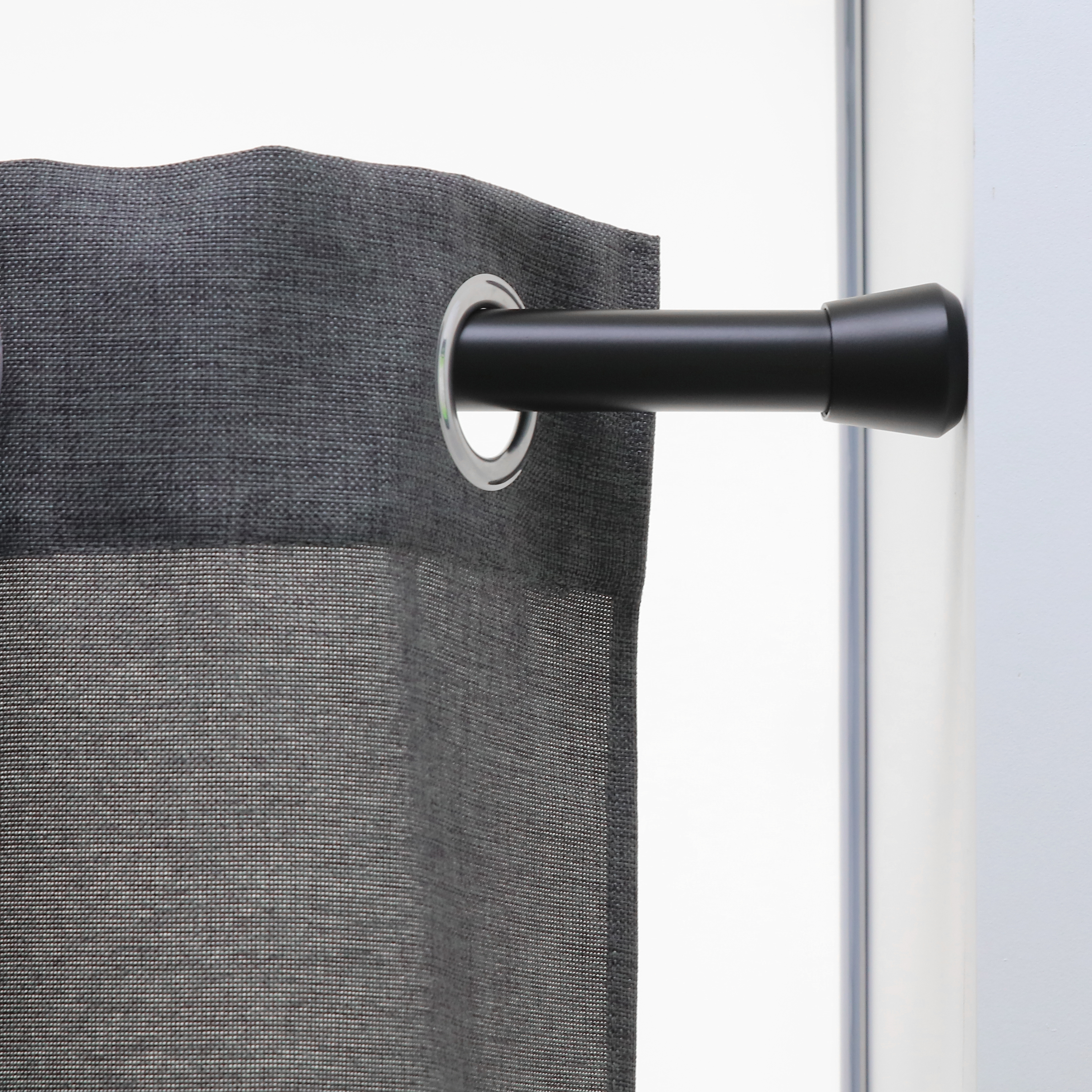 Kit de tringle à rideaux sans perçage noir Fuji, L.240 - 400 cm, diam.28 mm, INS - 2