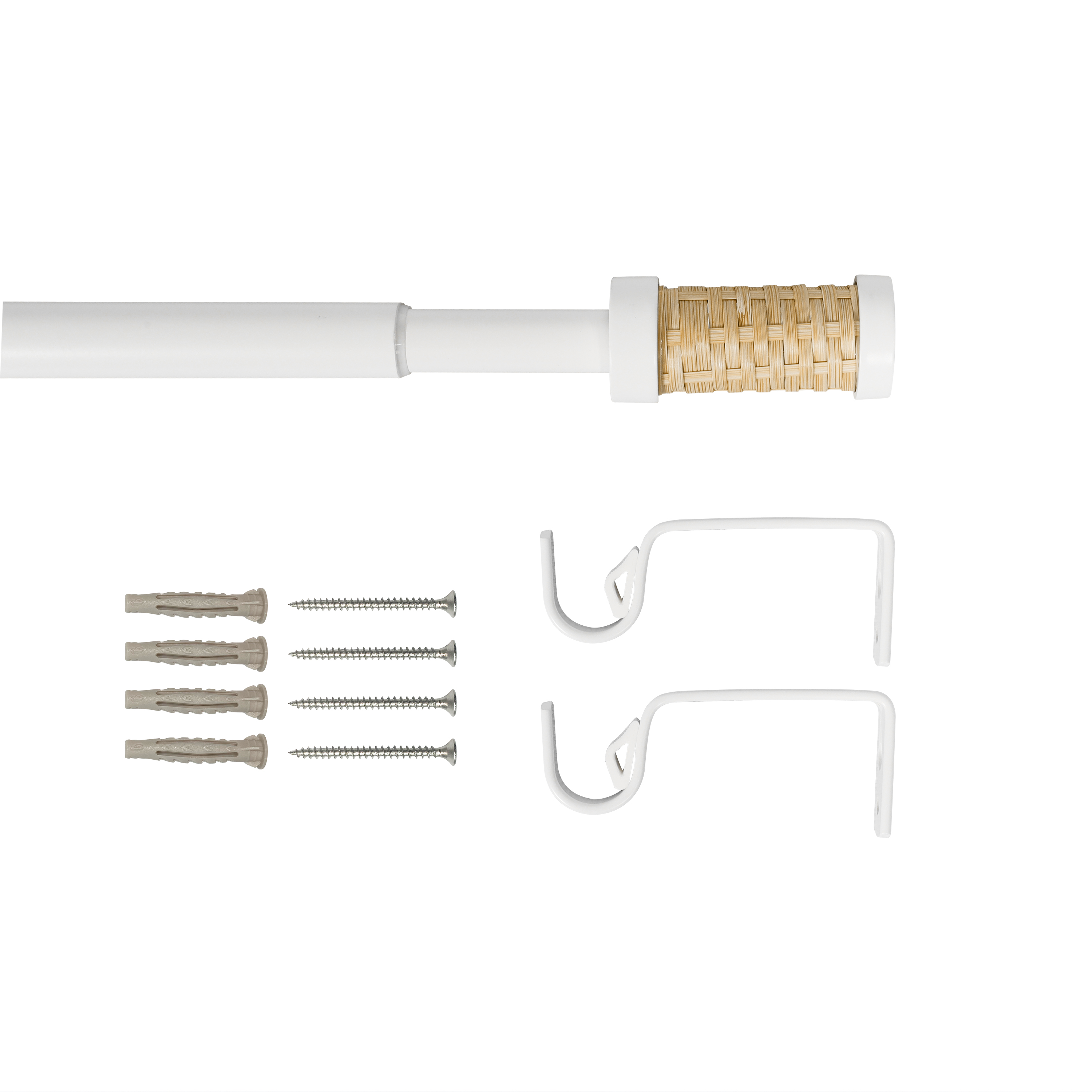 Kit 1 barra para cortina acero blanco mate a pared Natus INSPIRE diámetro 19 mm extensible 120-210 cm - 4