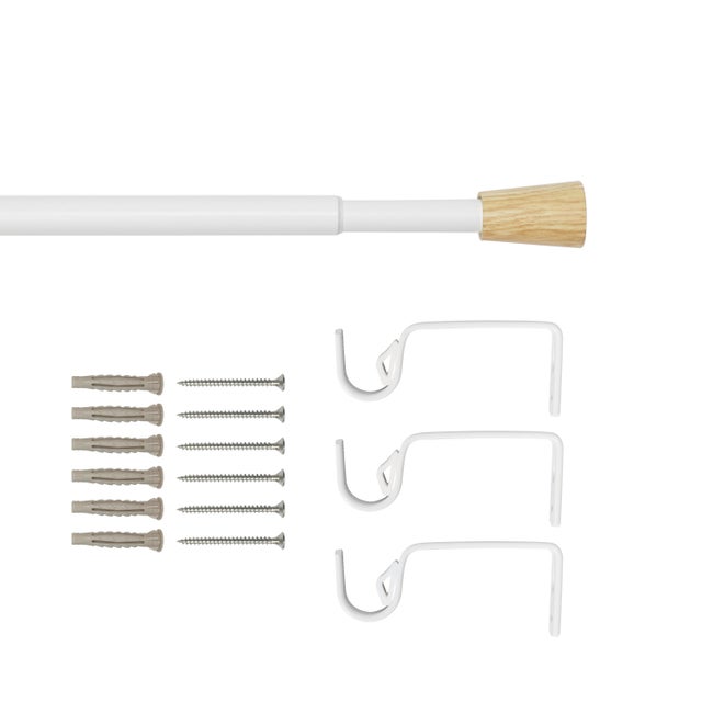 Kit 1 barra para cortina acero blanco mate a pared Cripta INSPIRE diámetro 19 mm extensible 160-300 cm