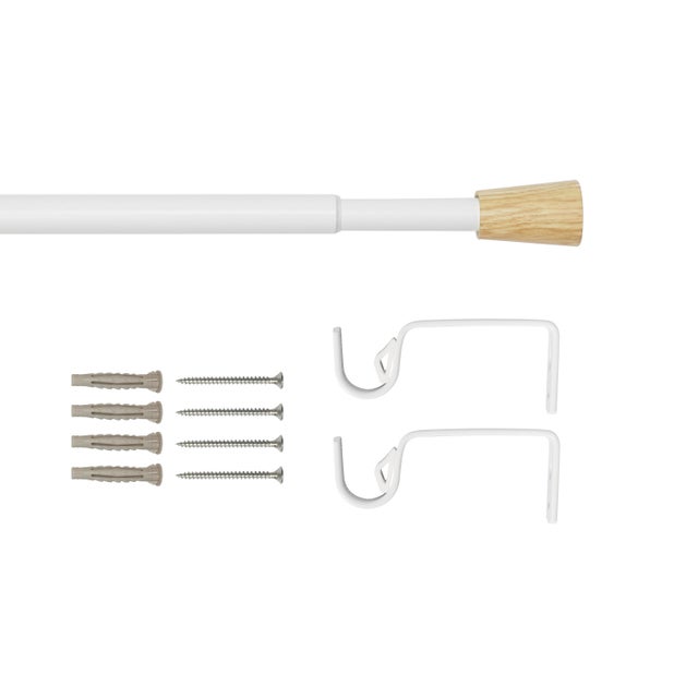 Kit 1 barra para cortina acero blanco mate a pared Cripta INSPIRE diámetro 19 mm extensible 120-210 cm