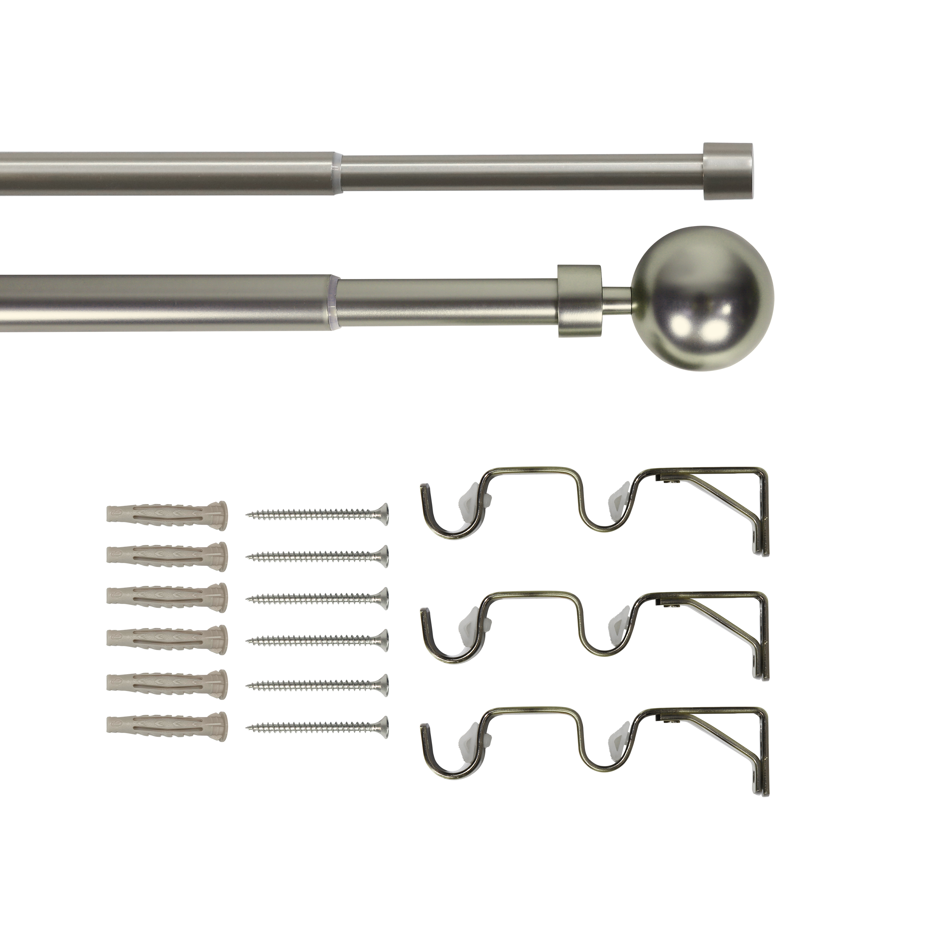 Kit varão extensível duplo Bola D16/19 160-300 cm Inspire níquel - 2