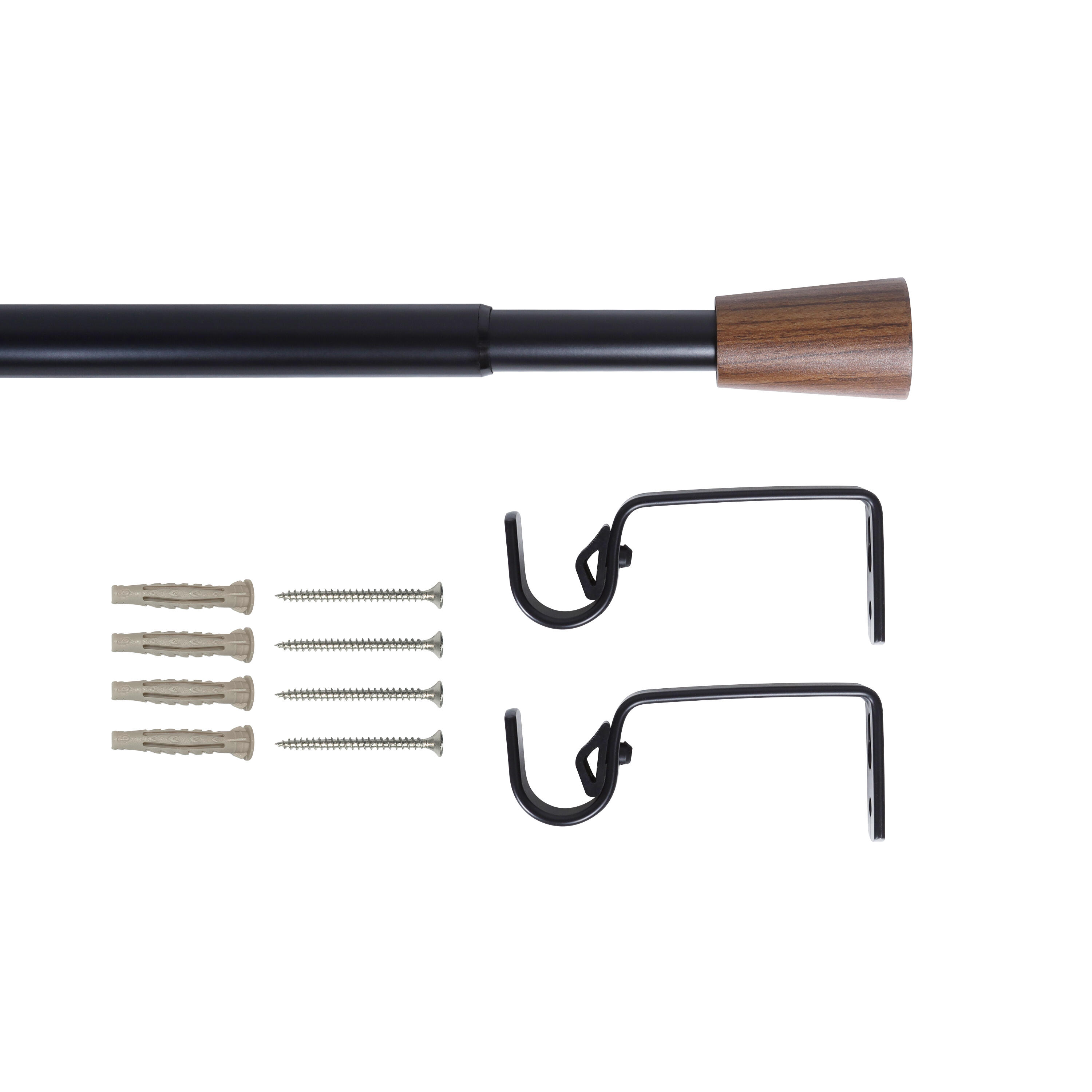 Kit de tringle à rideaux noir Cripta, L.120 - 210 cm, diam.19 mm, INSPIRE - 2