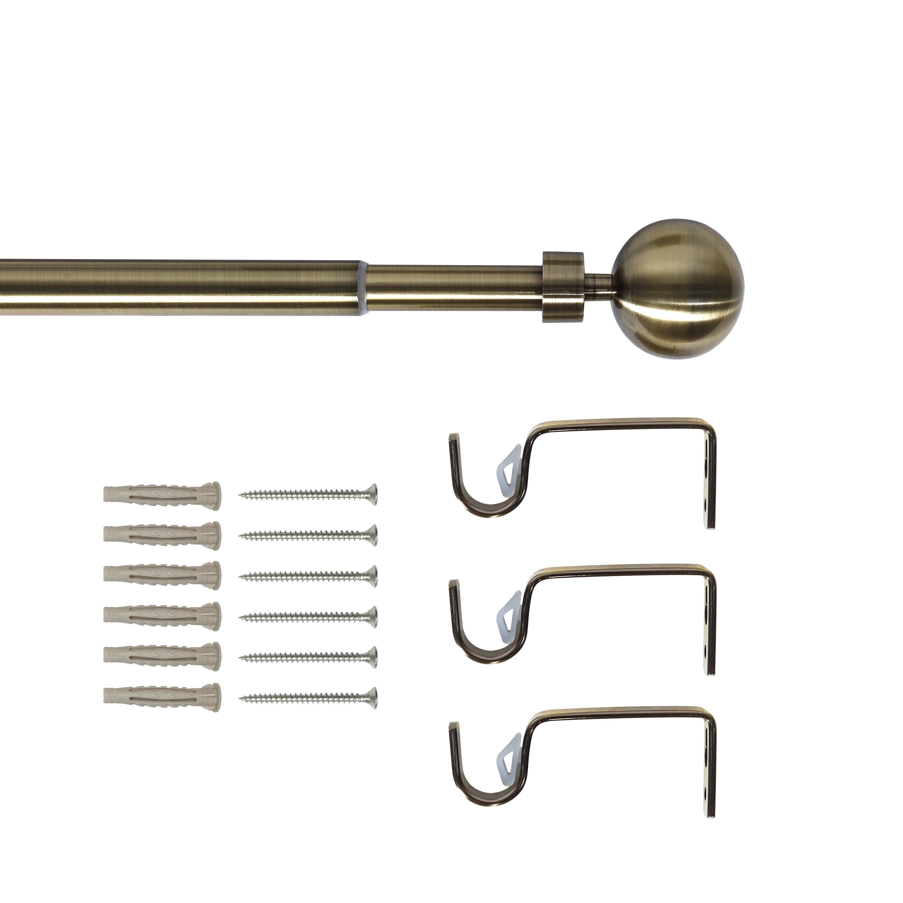 Kit varão extensível INSPIRE BOLA D16/19CM 160-300CM LATÃO - 2