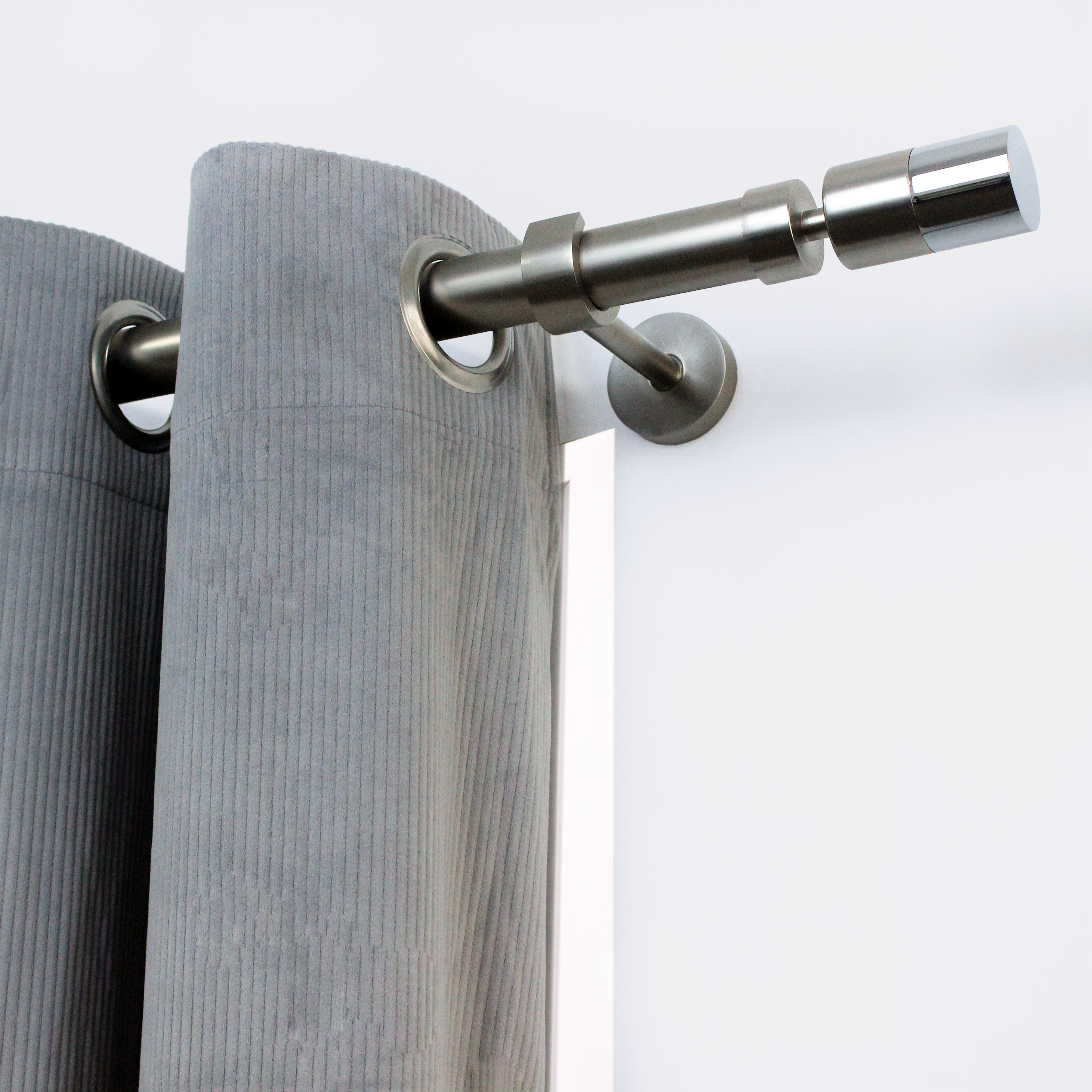 Kit 1 barra para cortina acero mate sin perforación a pared Raia INSPIRE diámetro 25 mm extensible 160-300 cm - 21