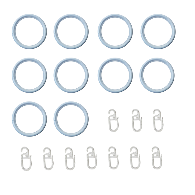 Lot de 10 anneaux pour tringle à rideau 2023 28 mm acier blanc verni