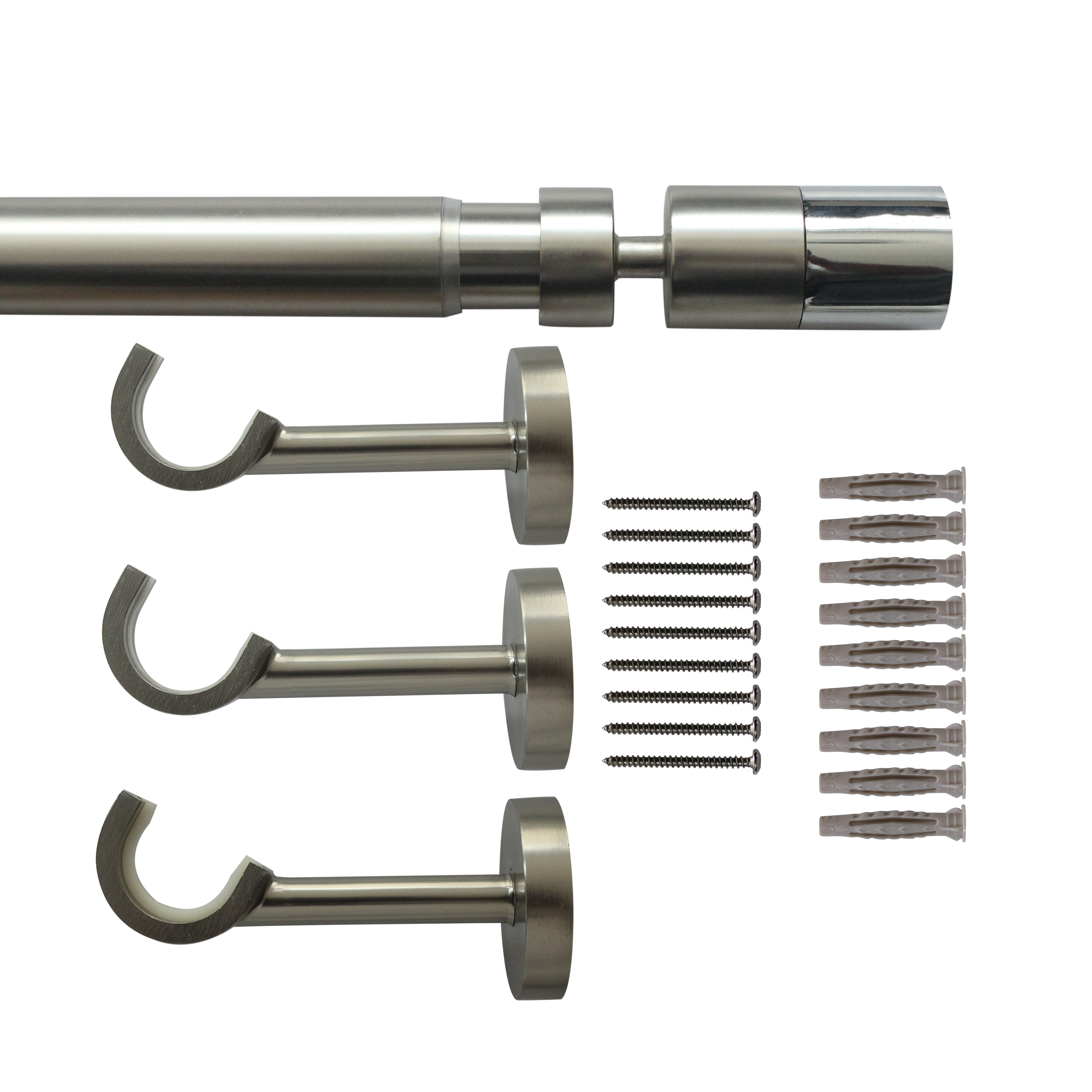 Kit 1 barra para cortina acero mate sin perforación a pared Raia INSPIRE diámetro 25 mm extensible 160-300 cm - 5