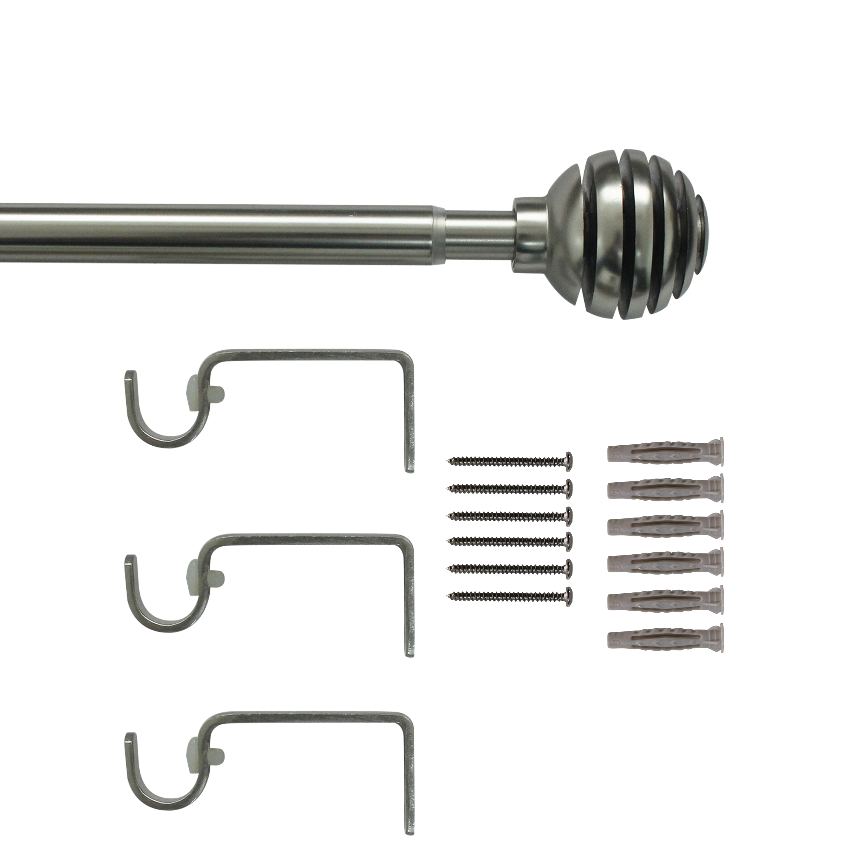 Kit de tringle à rideaux nickel Elip, L.160 - 300 cm, diam.19 mm, INSPIRE - 3