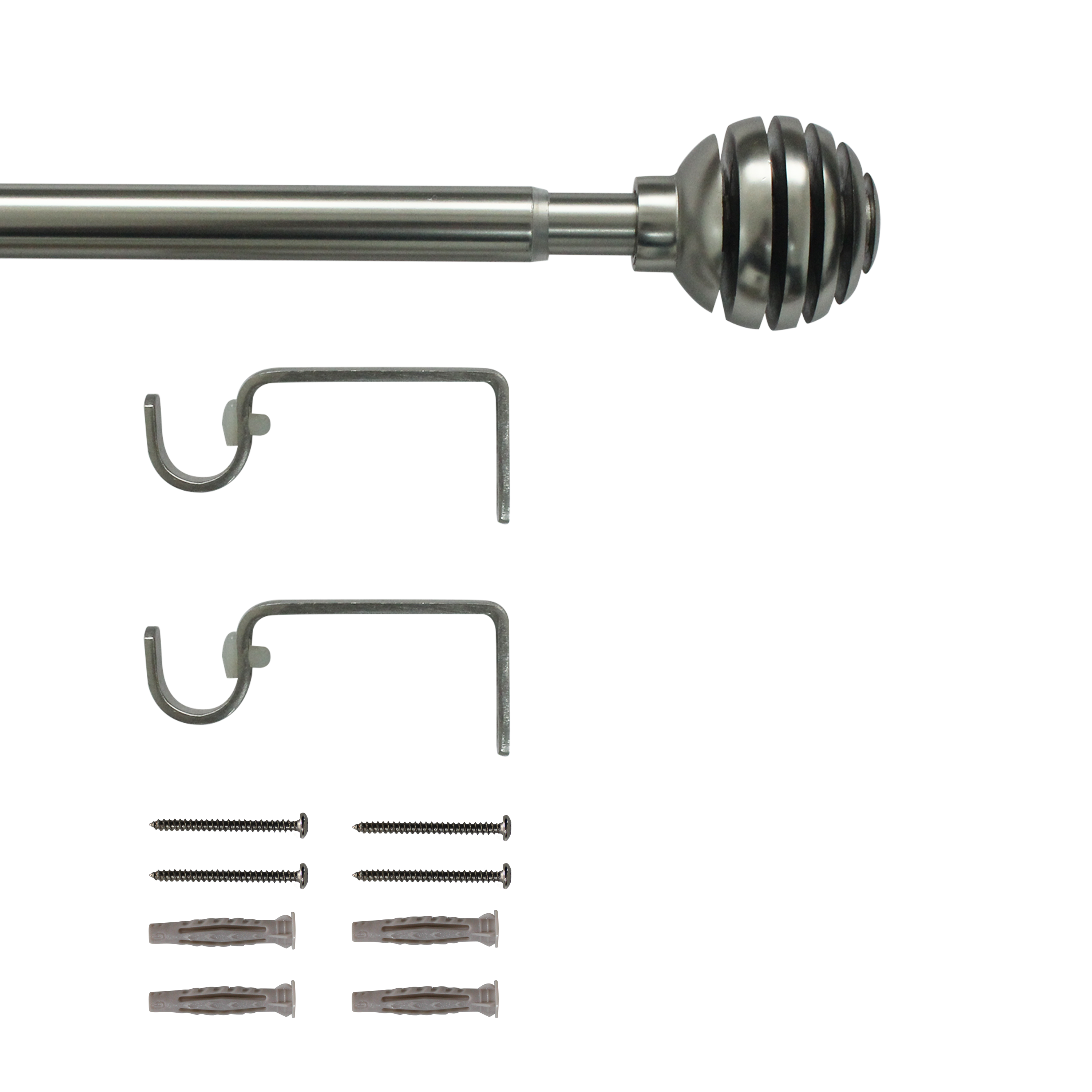 Kit de tringle à rideaux nickel Elip, L.120 - 210 cm, diam.19 mm, INSPIRE - 2