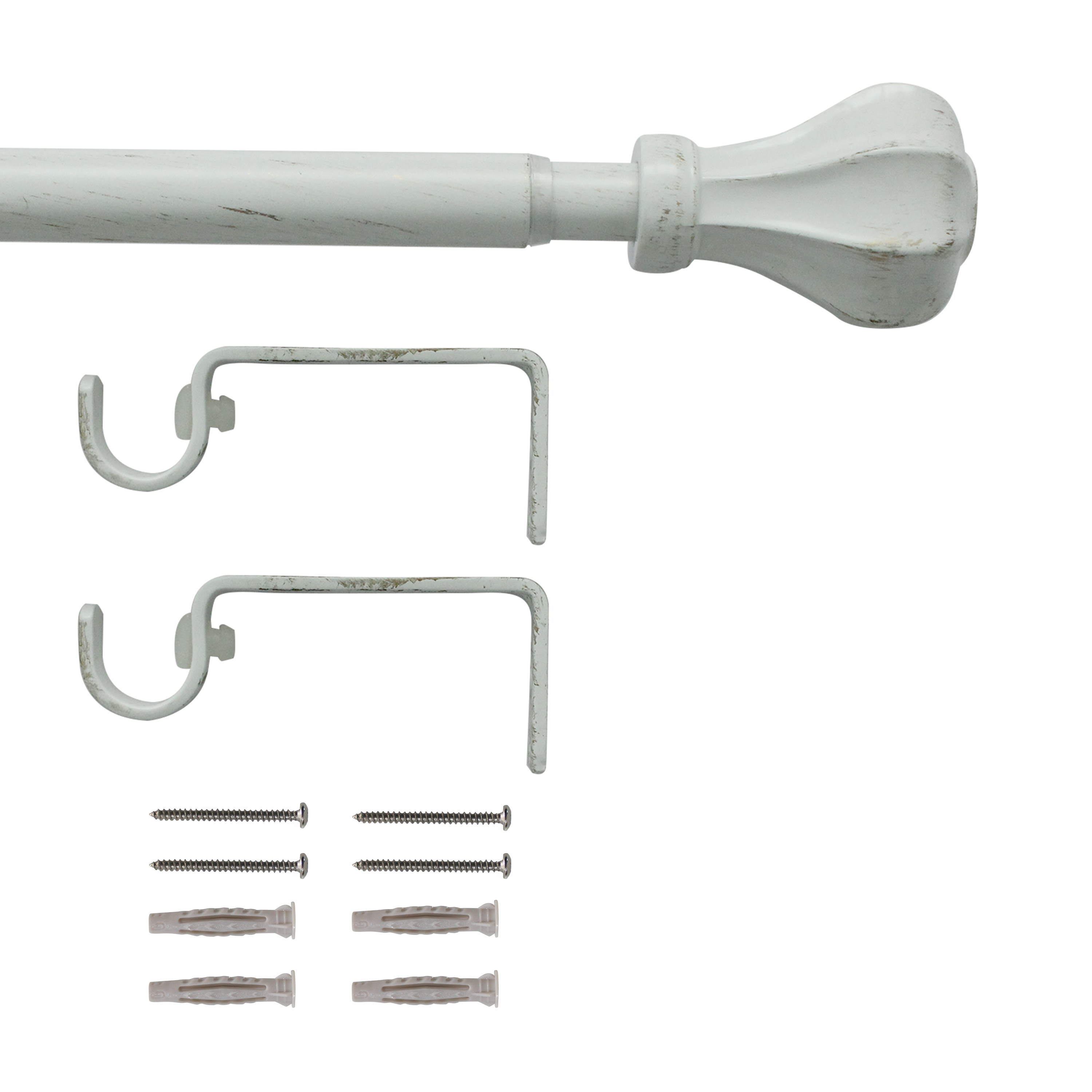 Kit de tringle à rideaux blanc Pistyl, L.120 - 210 cm, diam.19 mm, INSPIRE - 2