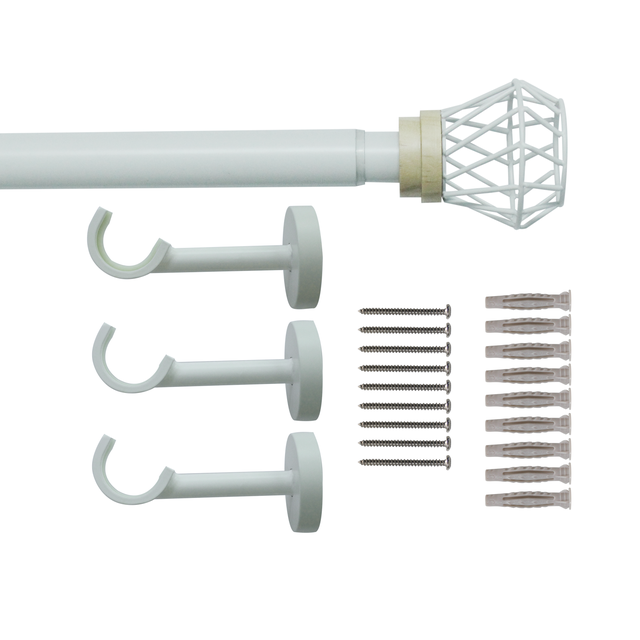 Kit bastone per tenda estensibile da 200 a 360 cm Tulis in acciaio verniciato bianco opaco Ø 28 mm INSPIRE
