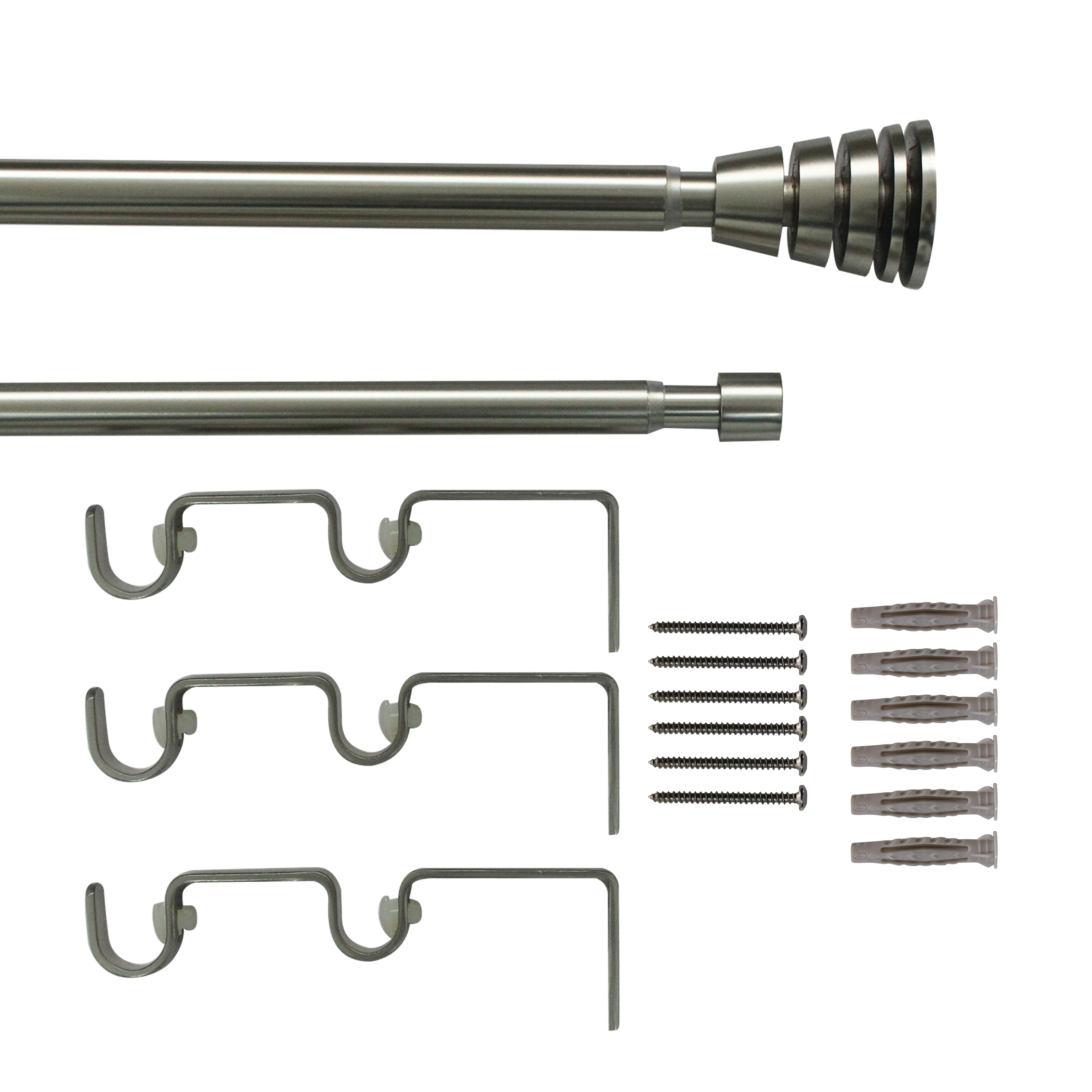 Kit de tringle à rideaux nickel Aspyral, L.210 - 385.0 cm, diam.19.0 mm, INSPIRE - 2