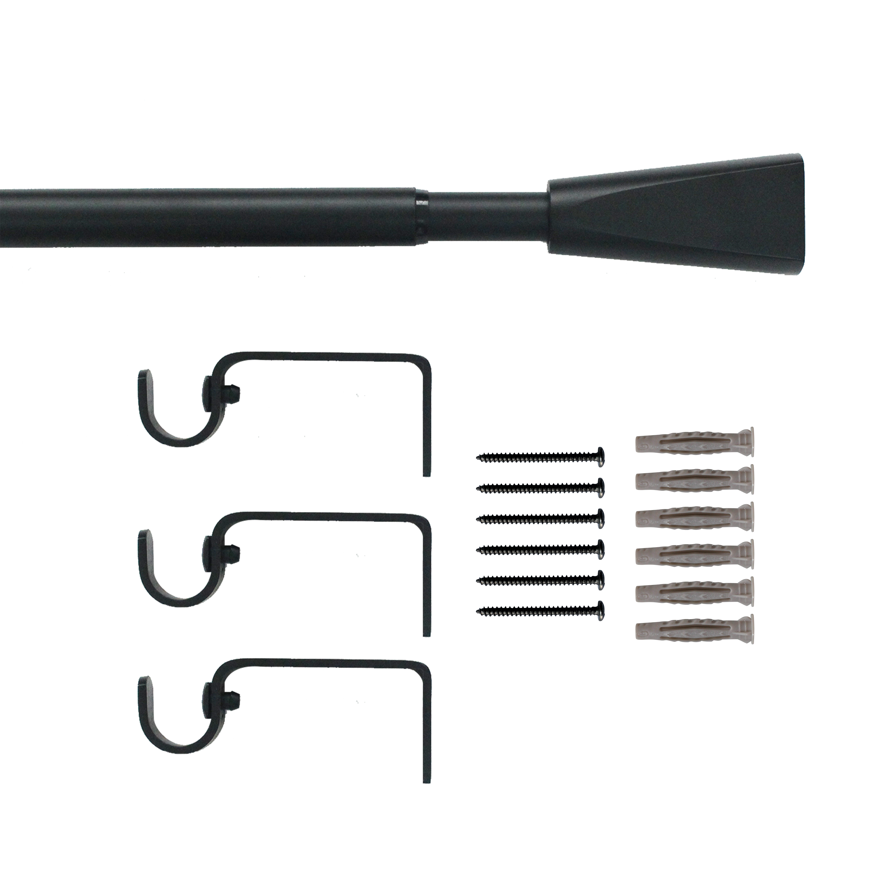 Kit varão extensível INSPIRE POMMEL D16/19CM 160-300CM PRETO - 2