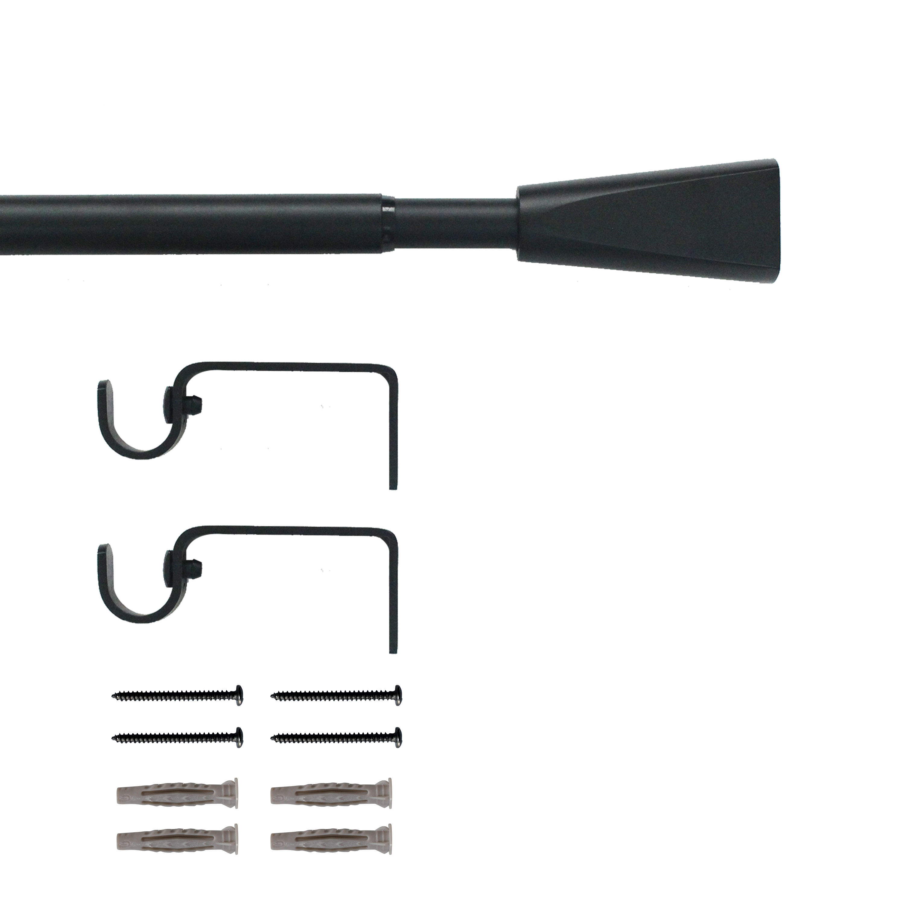 Kit de tringle à rideaux noir Pommel, L.120 - 210 cm, diam.19 mm, INSPIRE - 2