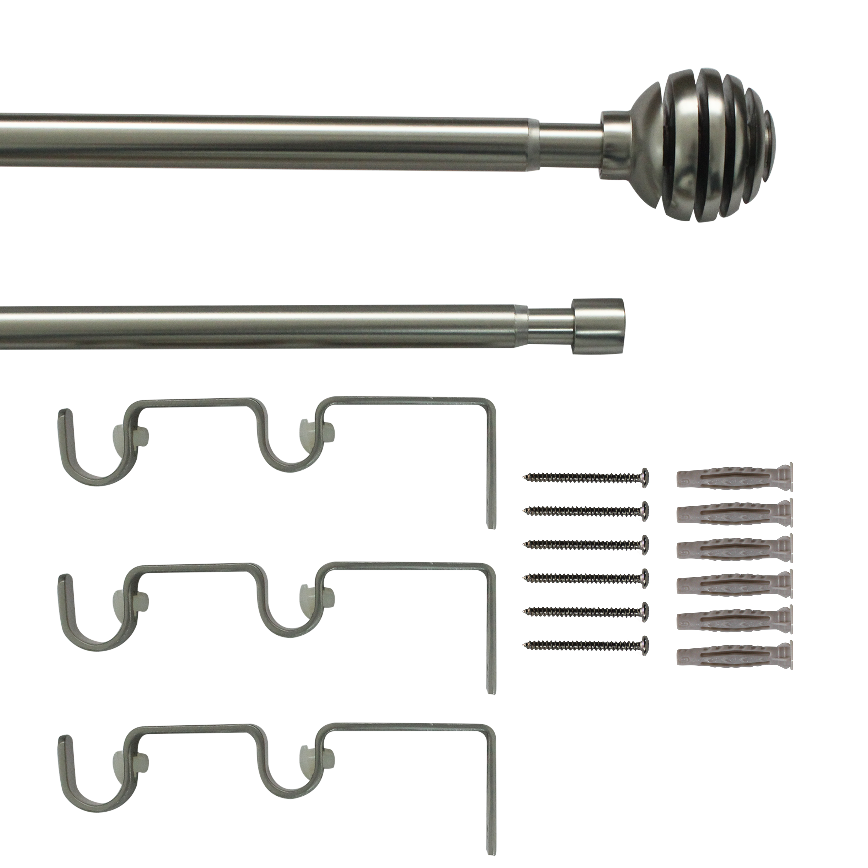 Kit de tringle à rideaux nickel Elip, L.160 - 300 cm, diam.19 mm, INSPIRE - 3