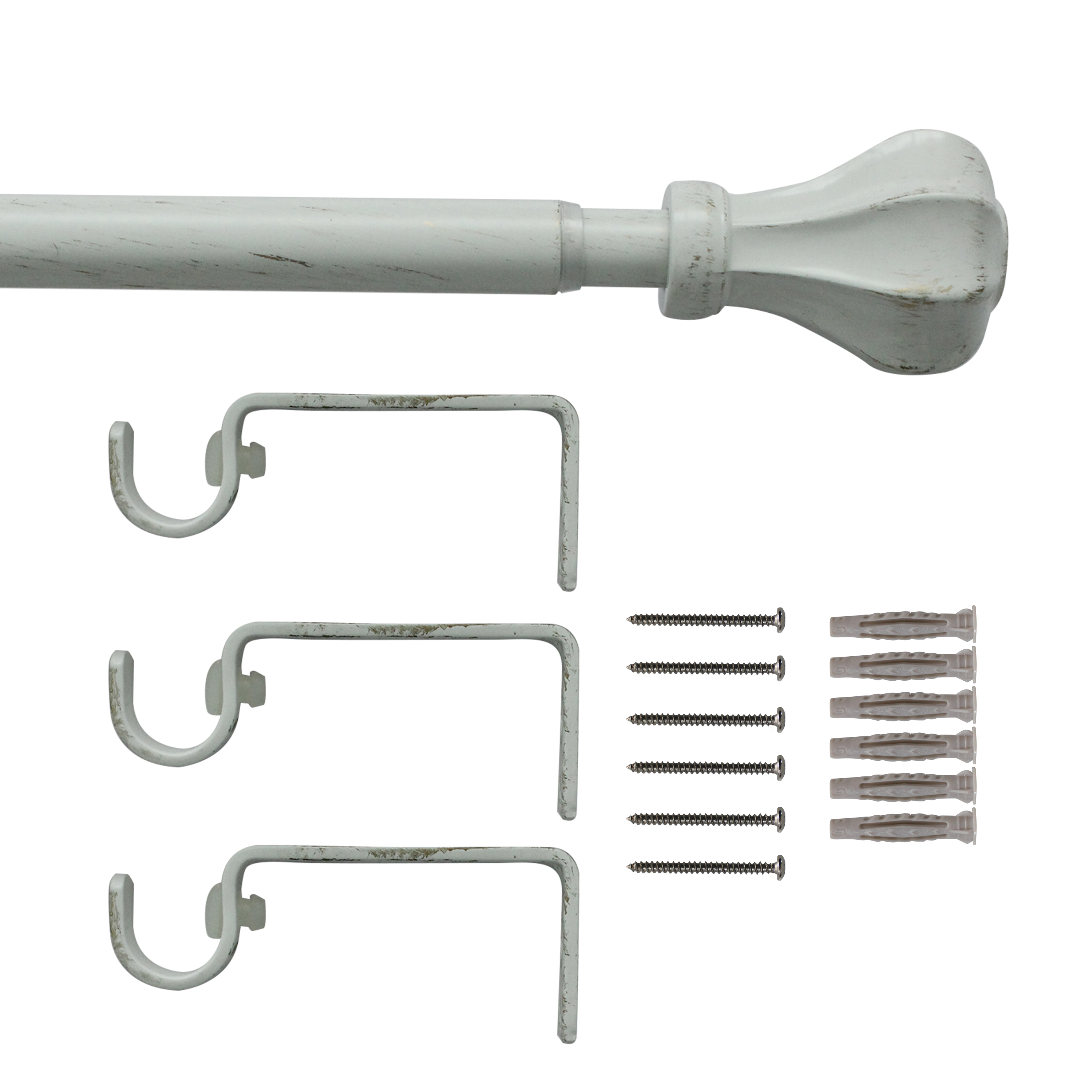 Kit de tringle à rideaux blanc Pistyl, L.210 - 385.0 cm, diam.19.0 mm, INSPIRE - 2