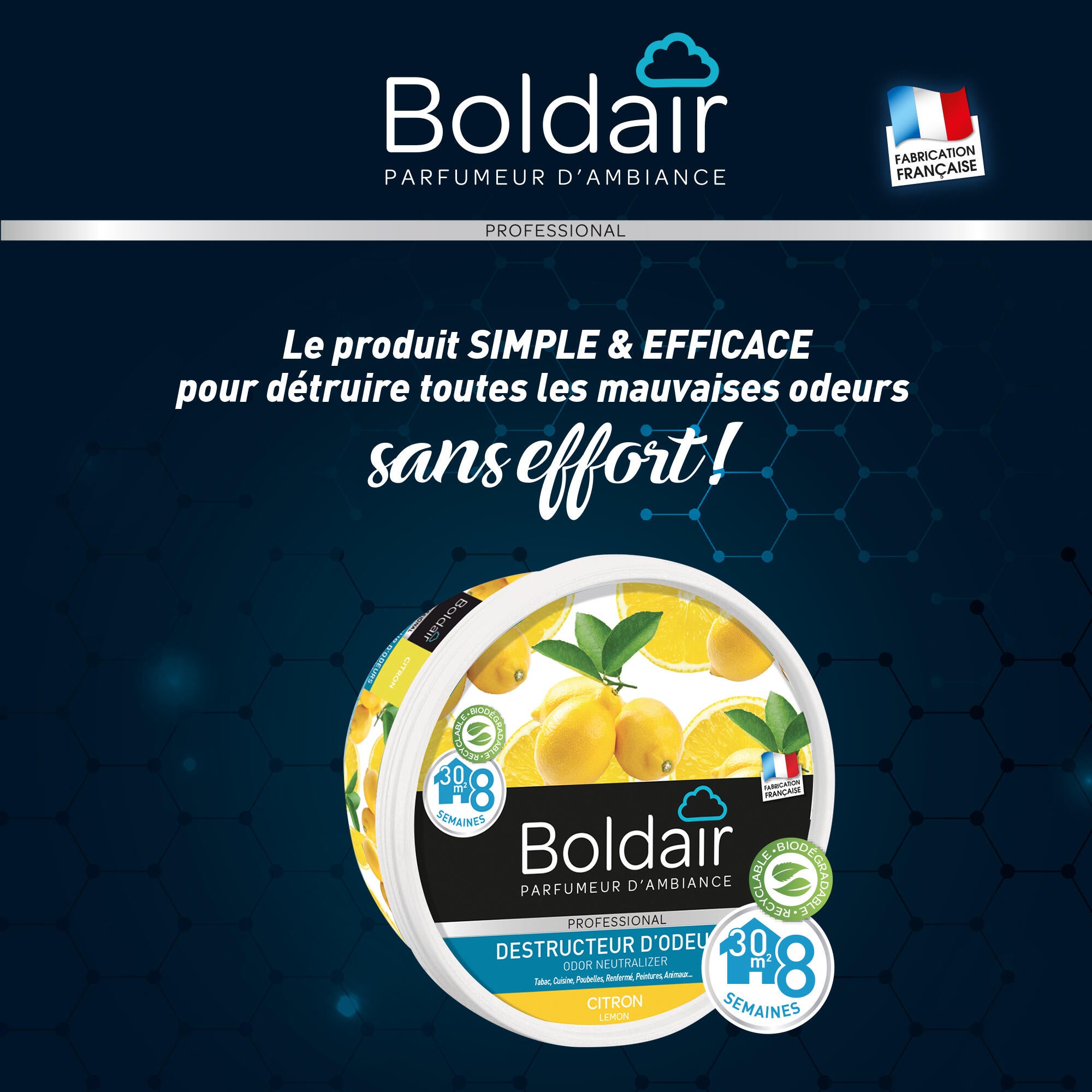 Destructeur d'odeur gel BOLDAIR citron jaune 300g - 3