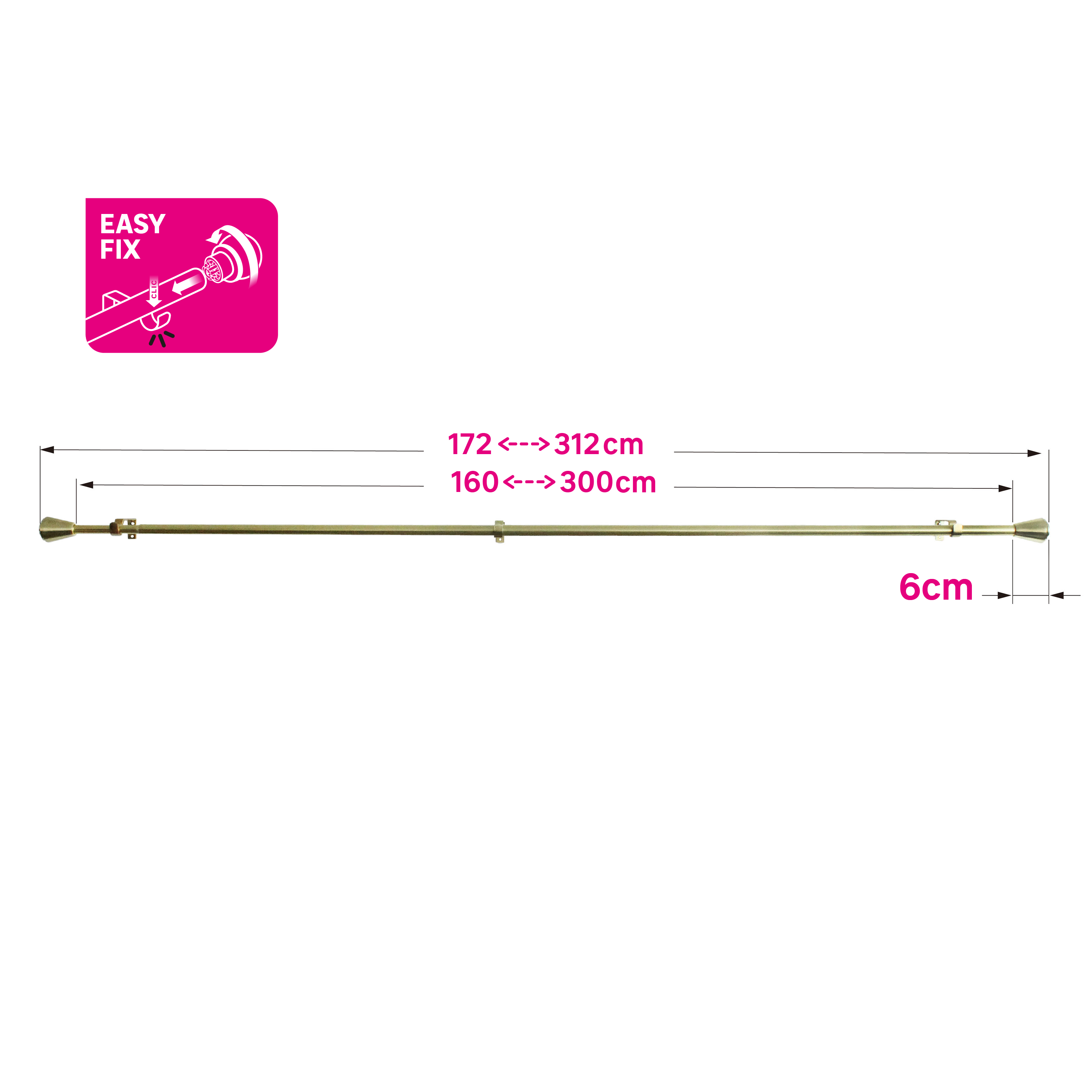 Karnisz teleskopowy Orno 160-300 cm mosiądz 16/19 mm Inspire - 4