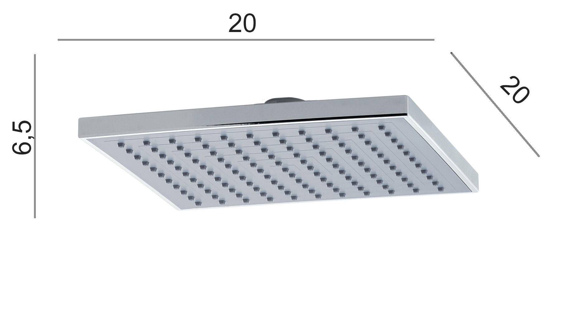 Soffione doccia Plus 03 in abs cromato L 20 x H 6.5 x P 20 cm anticalcare 1 getto - 3