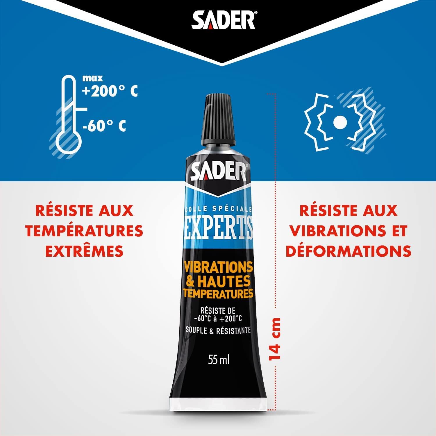 Colle de réparation MS polymère experts vibration/température SADER, 55ml transp - 4
