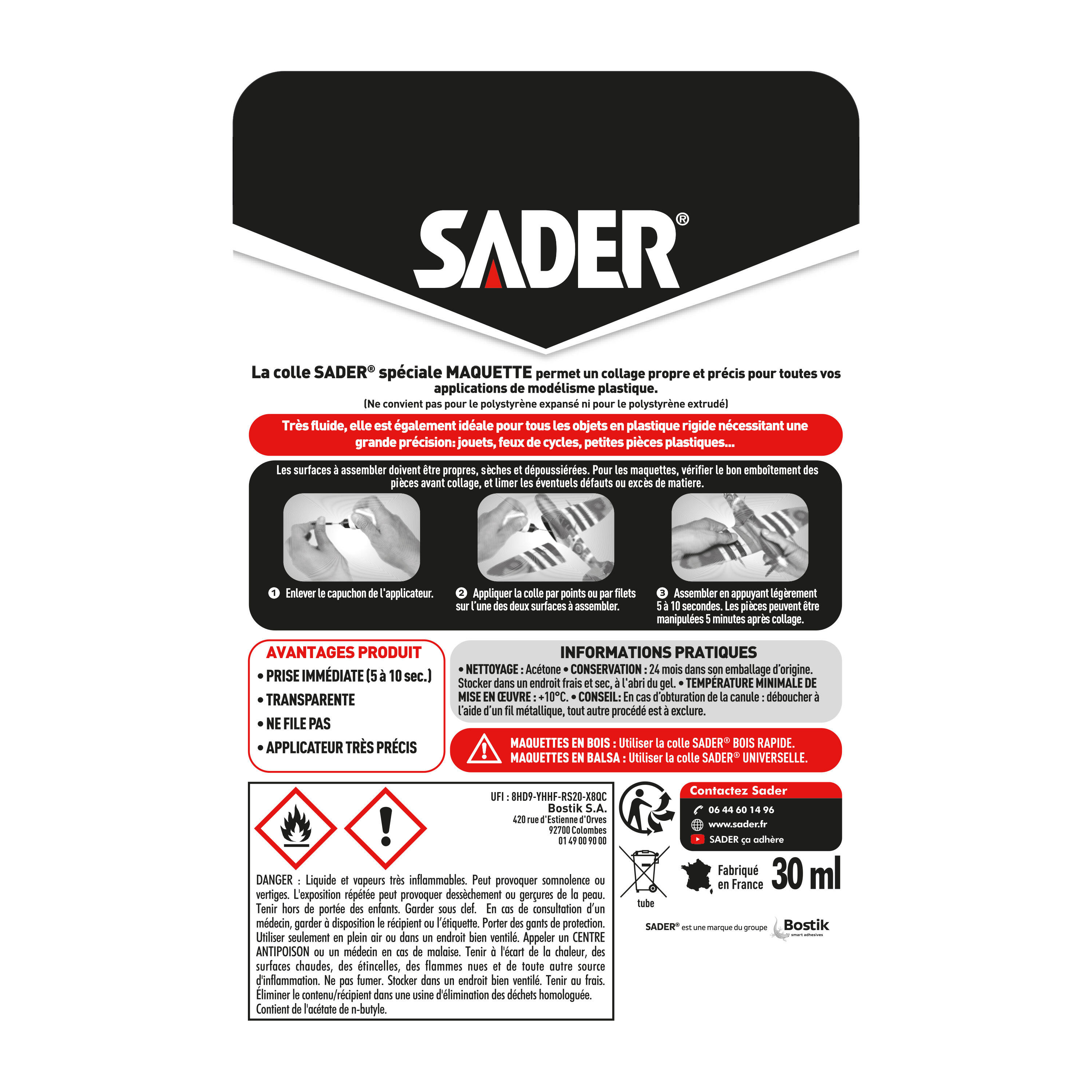 Colle de fixation MS polymère Loisirs décoration maquette SADER, 30 ml transp - 4
