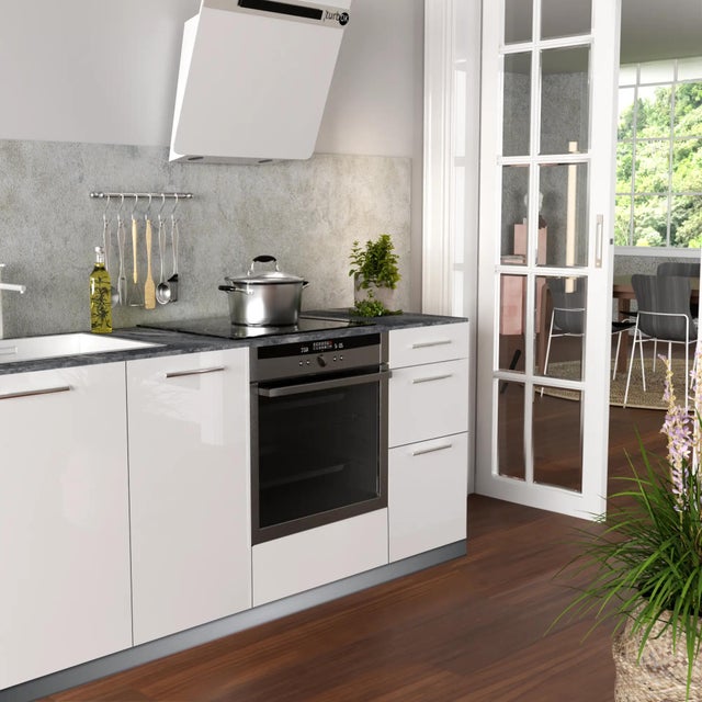 Cozinha completa 1.80m DELINIA SEVILHA BRANCO BRILHO MÓVEIS INFERIORES
