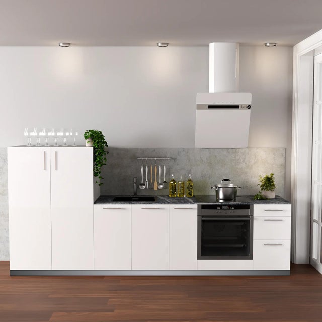 Cozinha completa com coluna Delinia Sevilha branco brilho 3 M