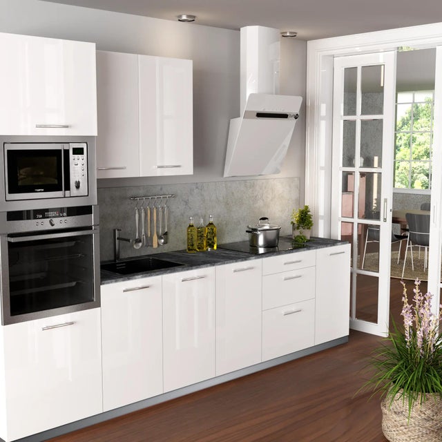 Cozinha completa com coluna Delinia Sevilha branco brilho 3 M
