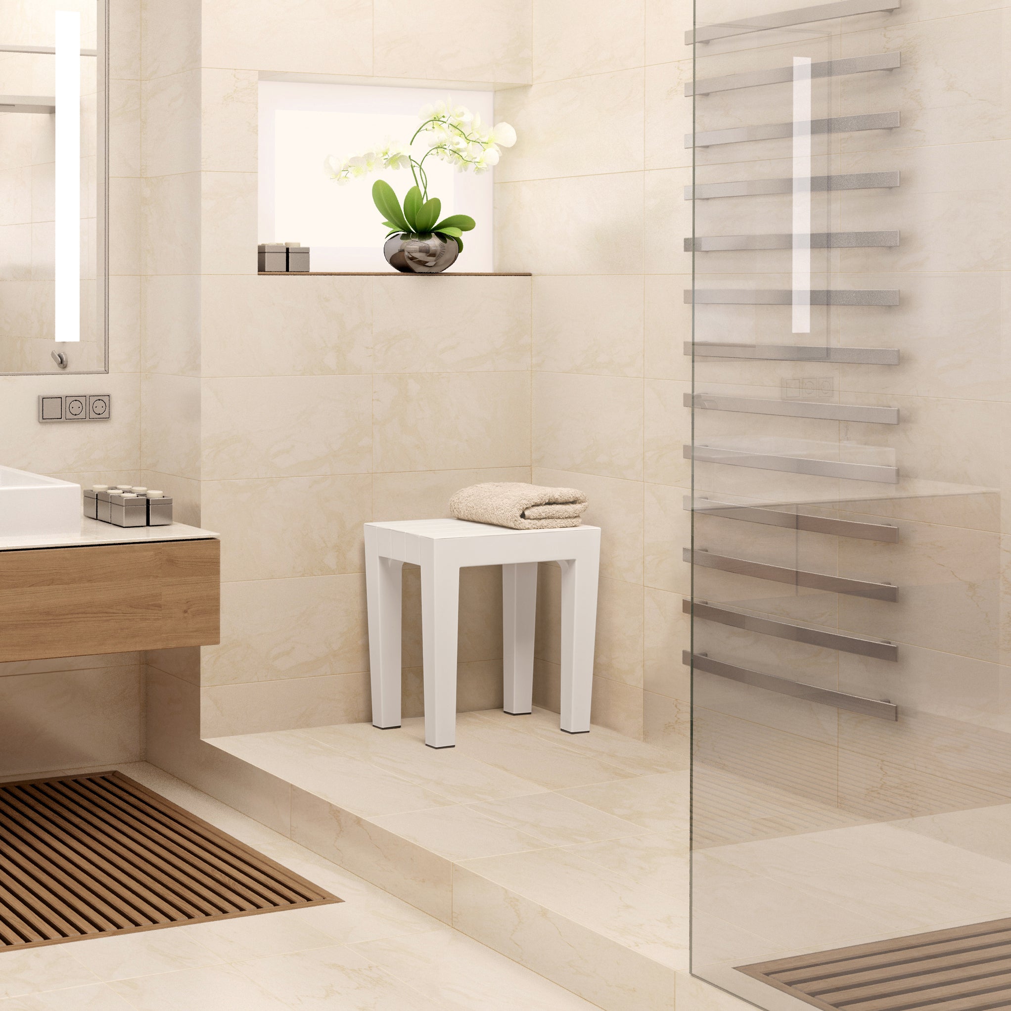 Banco para duche branco 29x41,5 cm Tatay Lombok - 2