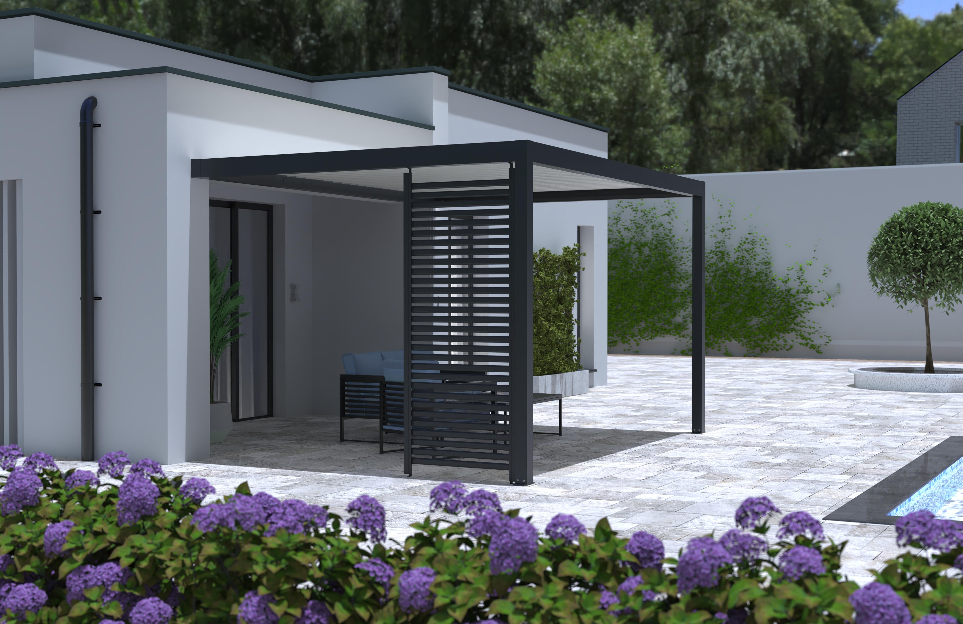 Paroi ajourée largeur 0m96 TIERAL pour pergola Caleta gris anthracite - 6