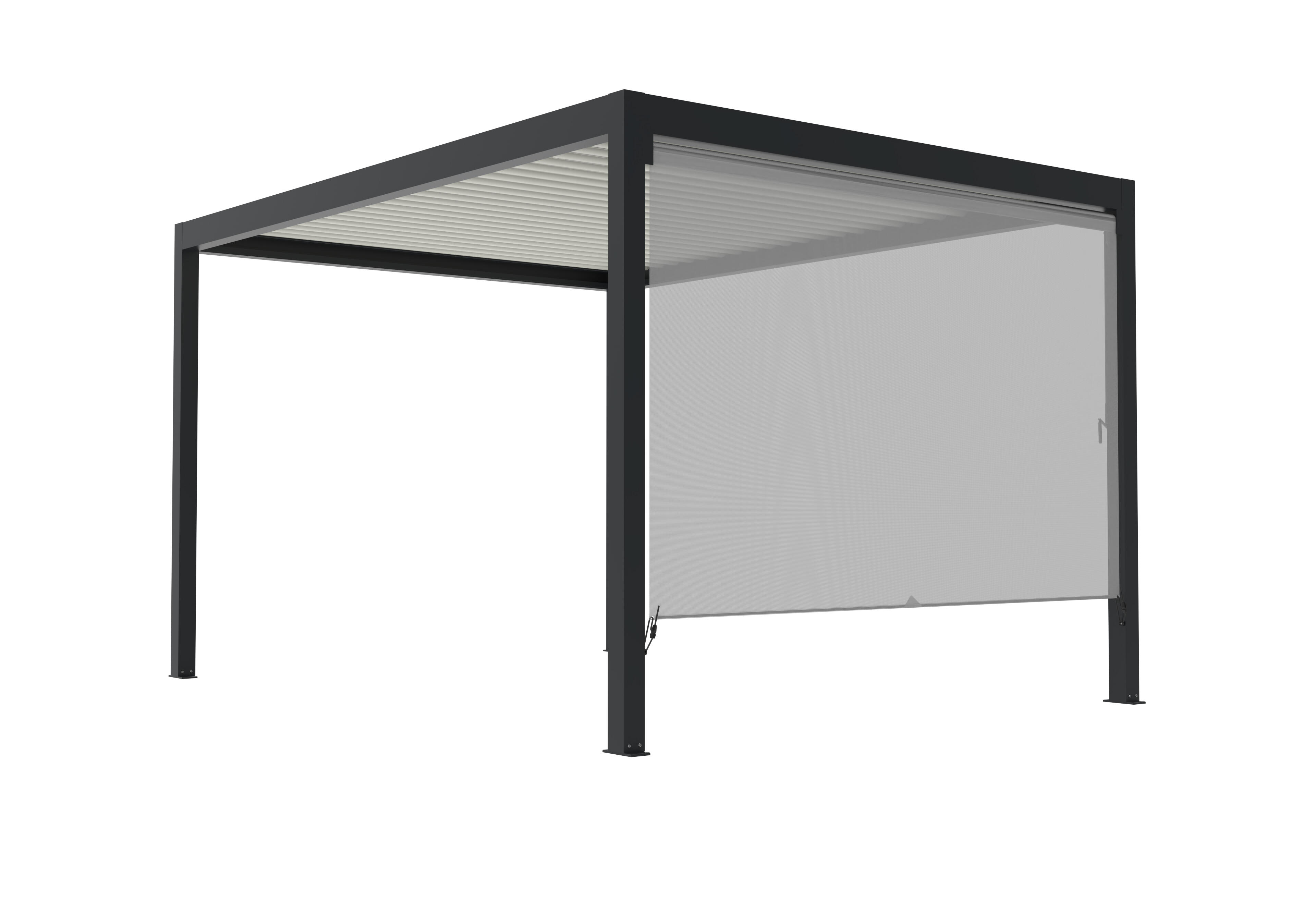 Toldo lateral pérgola caleta de poliéster gris 288 x 288 cm