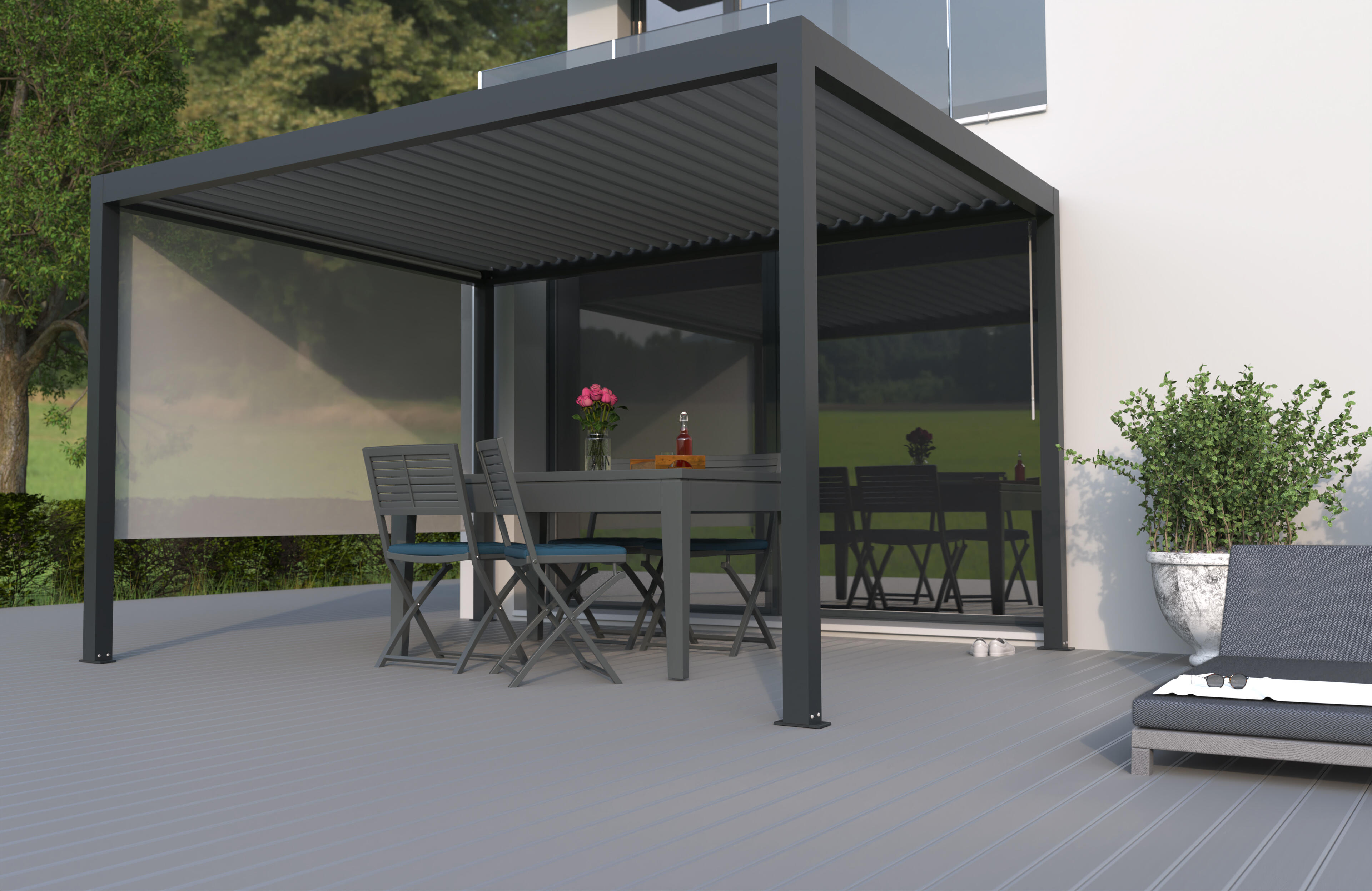 Store latéral non guidé TIERAL pour pergola Caleta 3m autoportante anthracite - 3