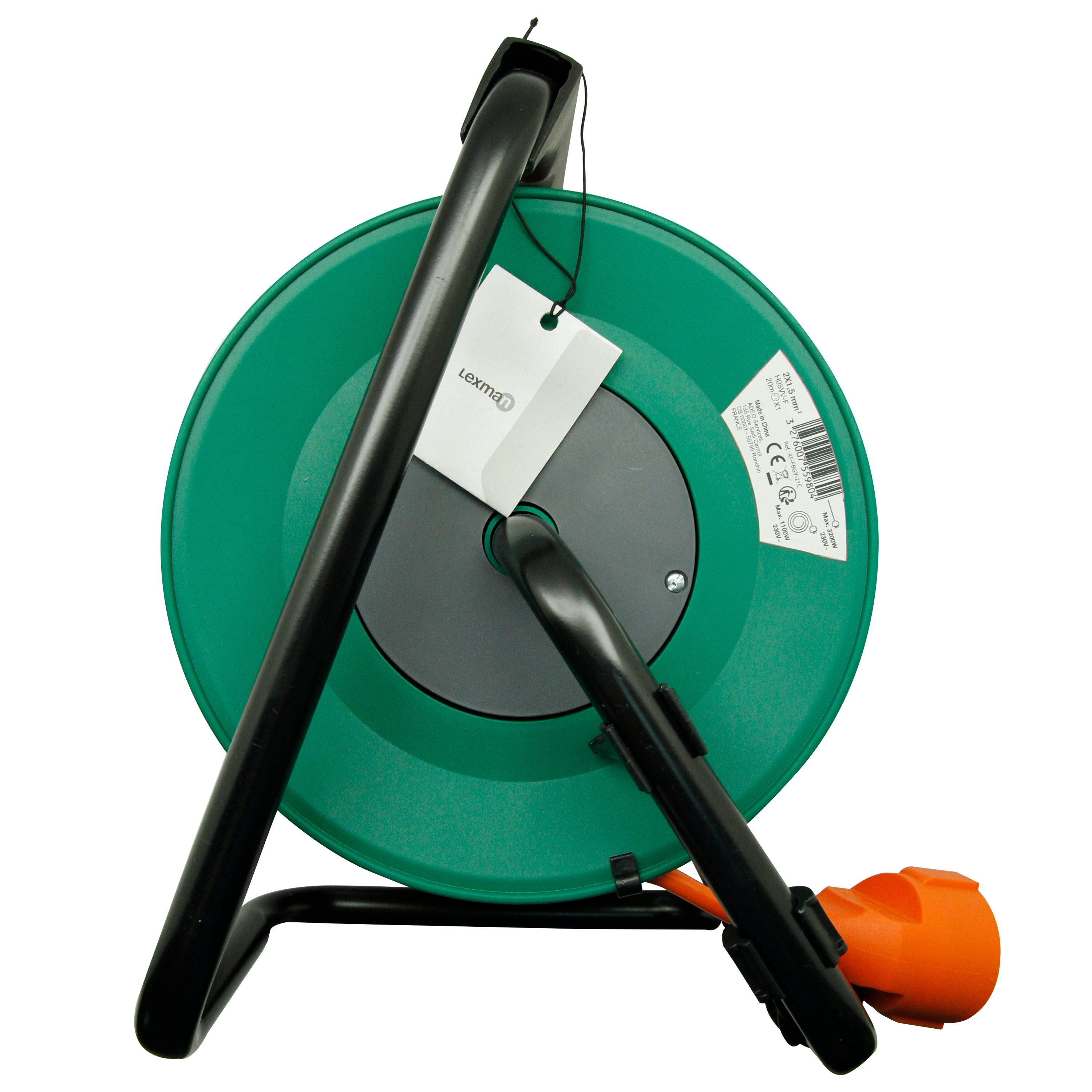 Enrouleur de câble électrique jardin, L.20 m H05VV-F, prise sans terre, LEXMAN - 6