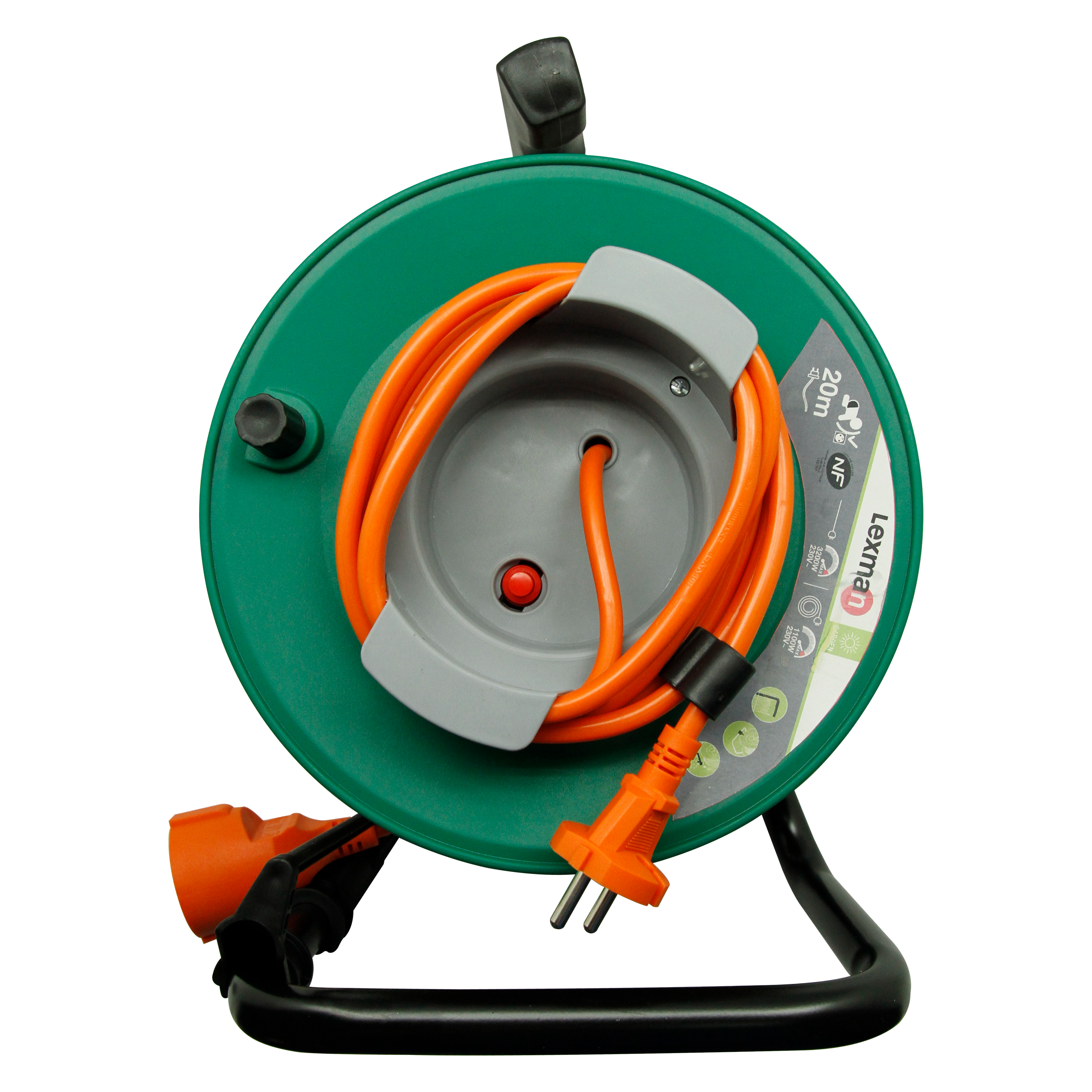 Enrouleur de câble électrique jardin, L.20 m H05VV-F, prise sans terre, LEXMAN - 5