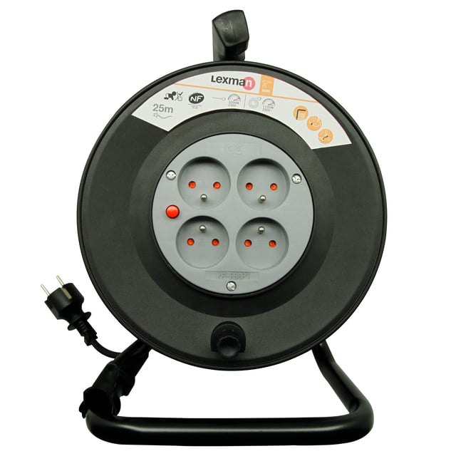 Enrouleur de câble électrique bricolage L.25 m ho5vvf 3g1.5, LEXMAN