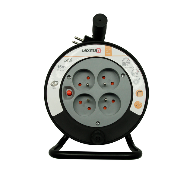 Enrouleur de câble électrique ménager L.15 m ho5vvf 3g1, LEXMAN