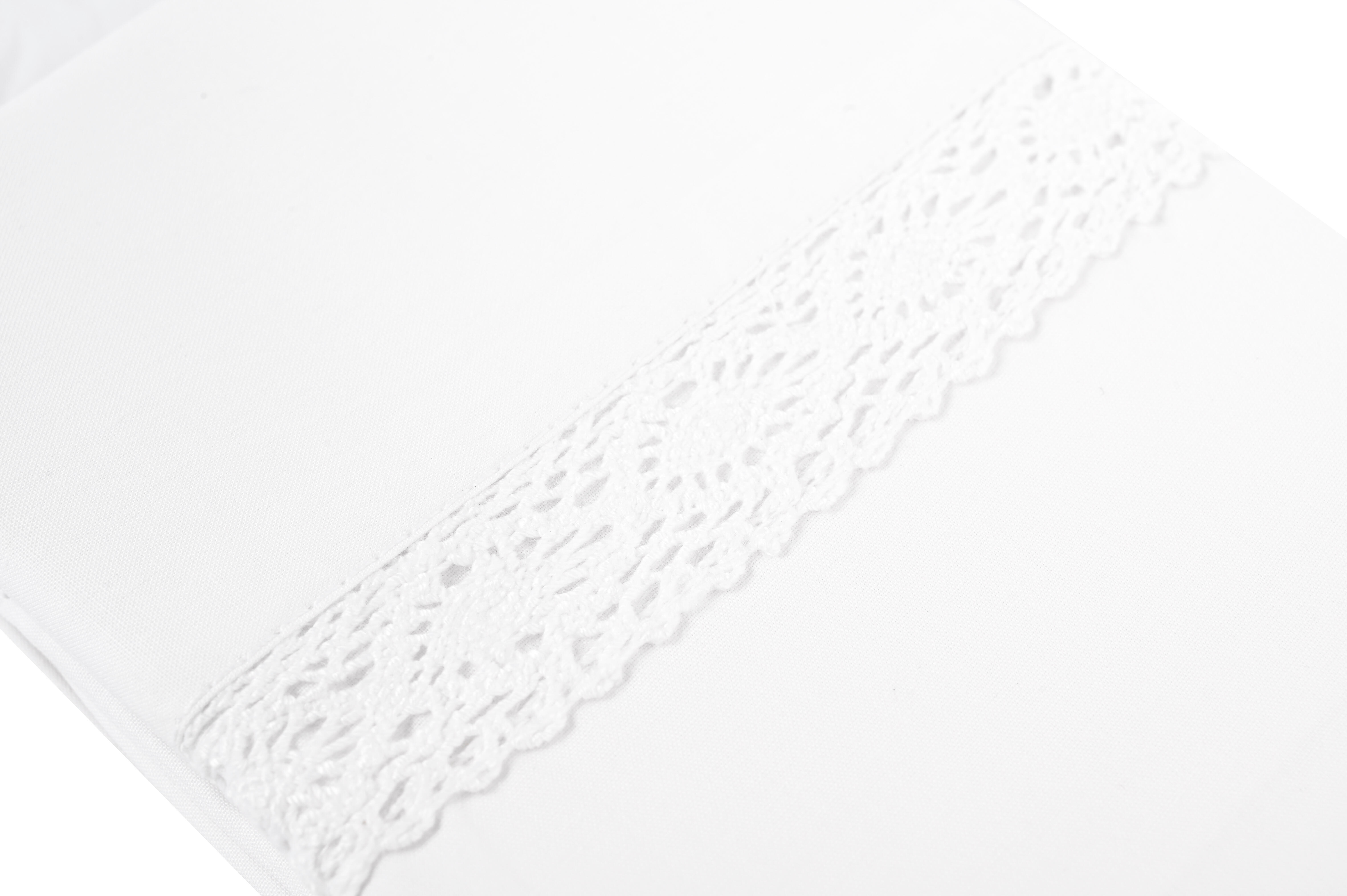 2 Fundas de almohada algodón Crochet lisa blanco de 200 hilos 50 x 105 cm - 4