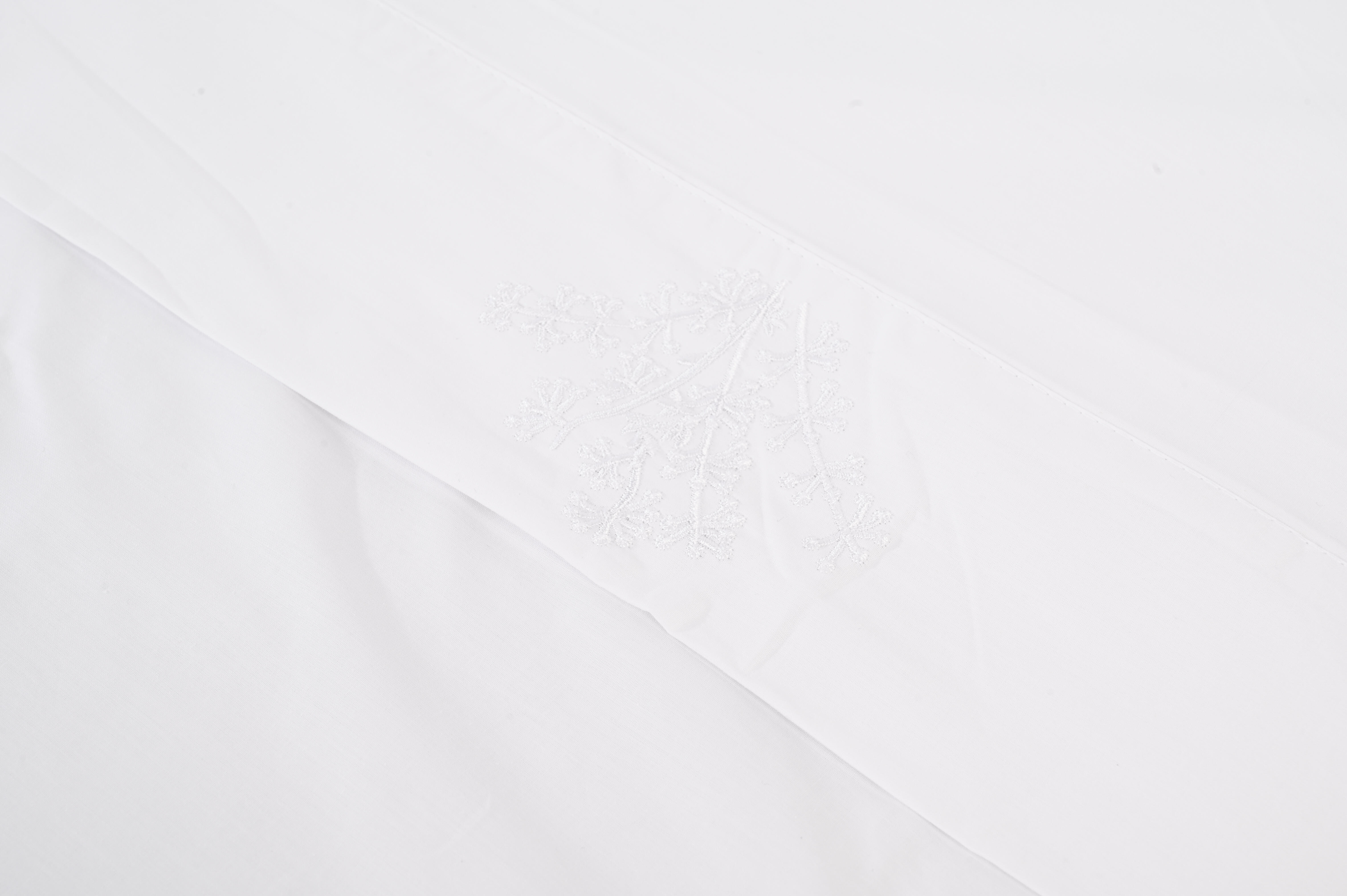 Sábana encimera Bordado Ramas algodón percal 200 hilos blanco 210x270 para cama de 135 cm - 27