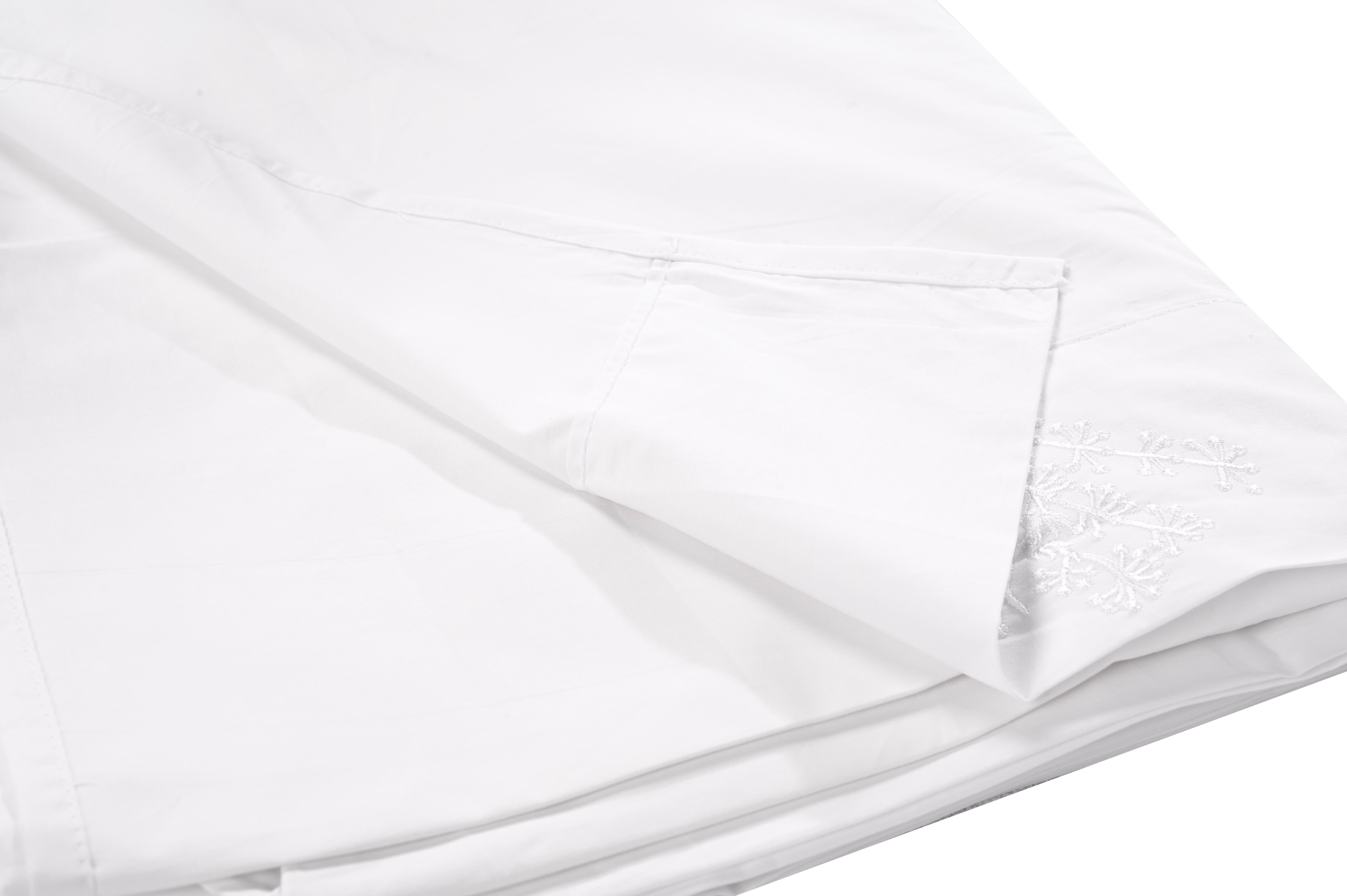 Sábana encimera Bordado Ramas algodón percal 200 hilos blanco 210x270 para cama de 135 cm - 26