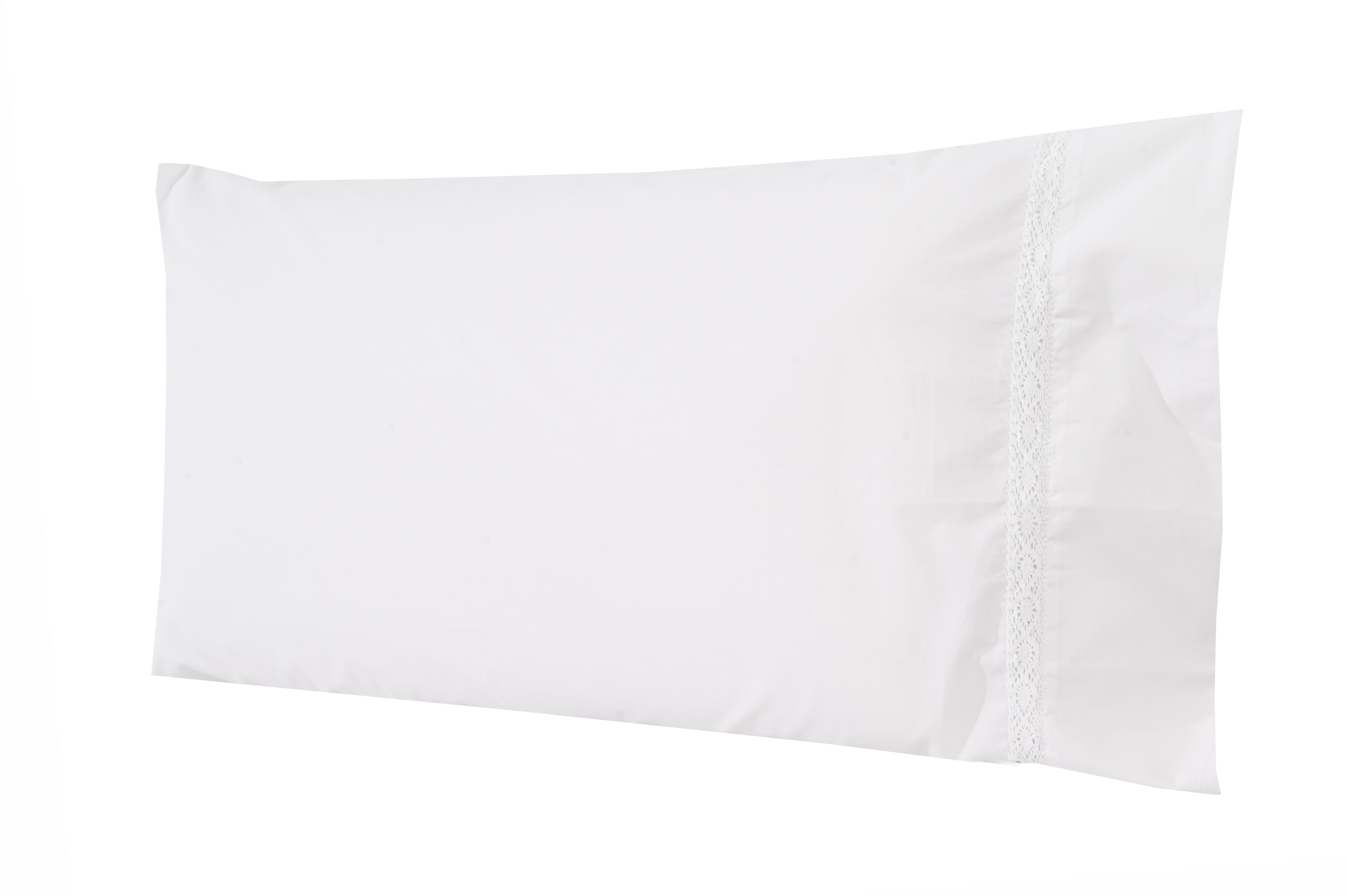 2 Fundas de almohada algodón Crochet lisa blanco de 200 hilos 50 x 105 cm - 8