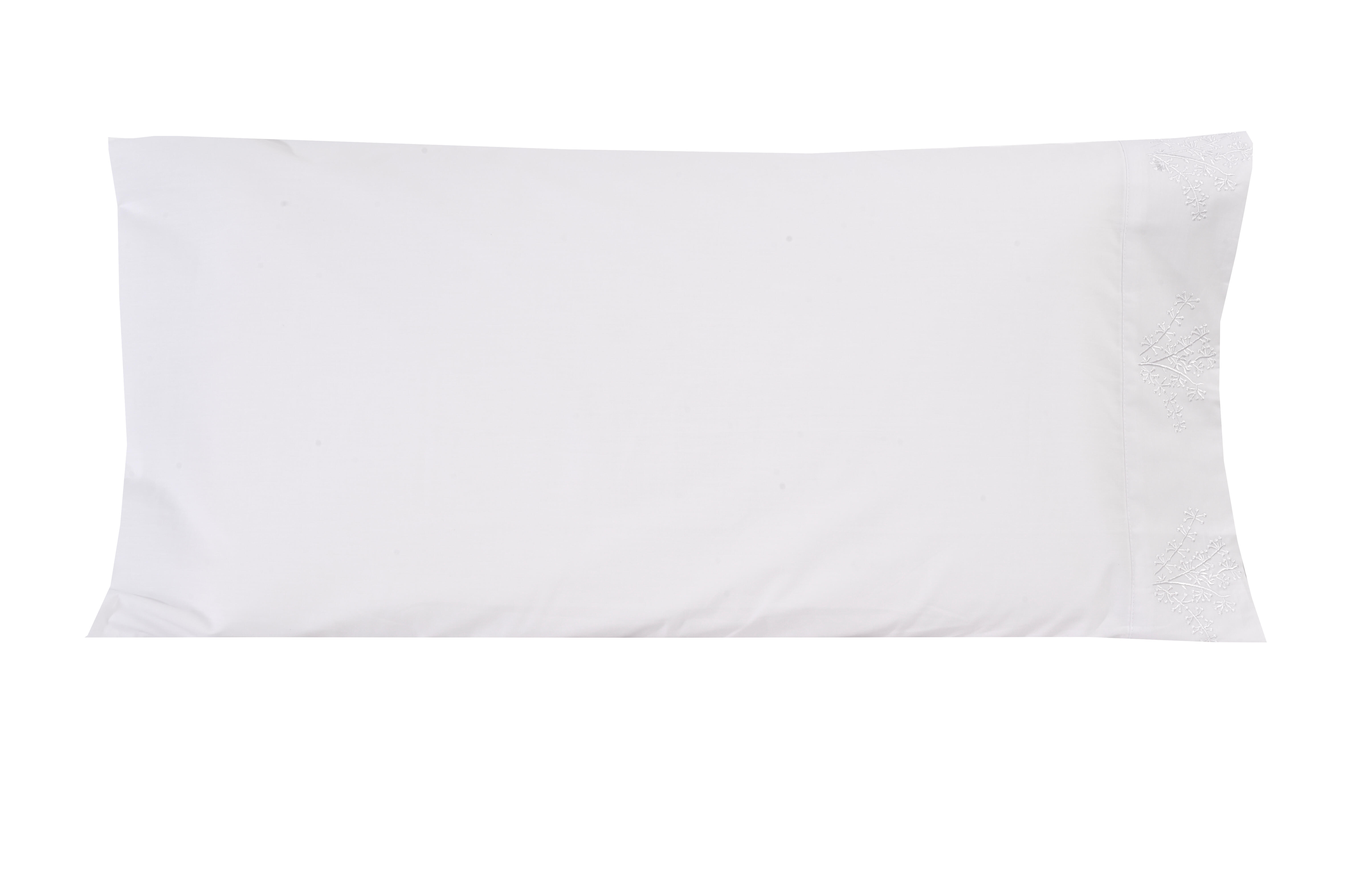 2 fundas de almohada algodón bordados ramas lisa blanco de 200 hilos 45 x 75 cm