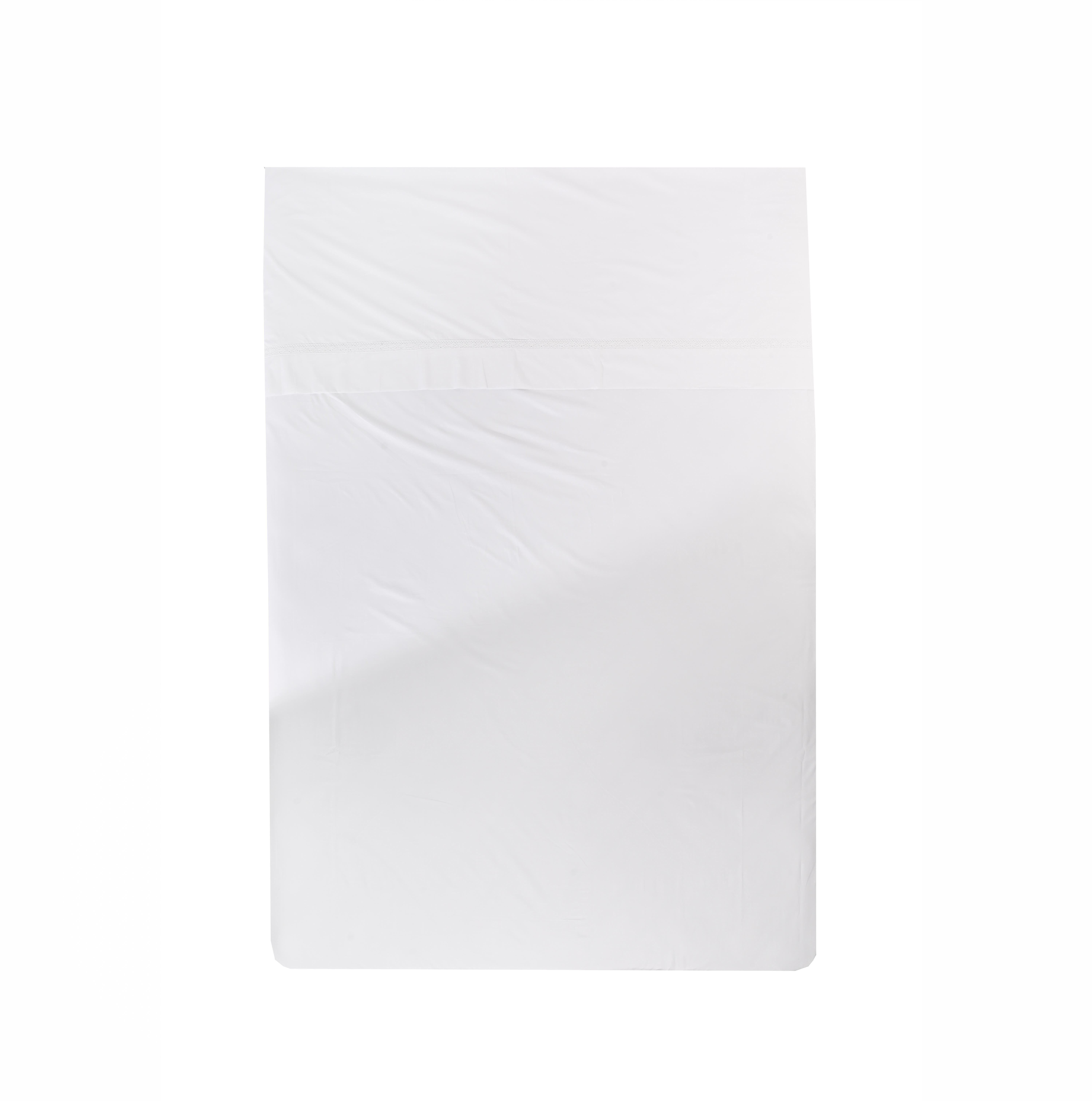 Sábana encimera Crochet algodón percal 200 hilos blanco 230x270 para cama de 150 cm - 3