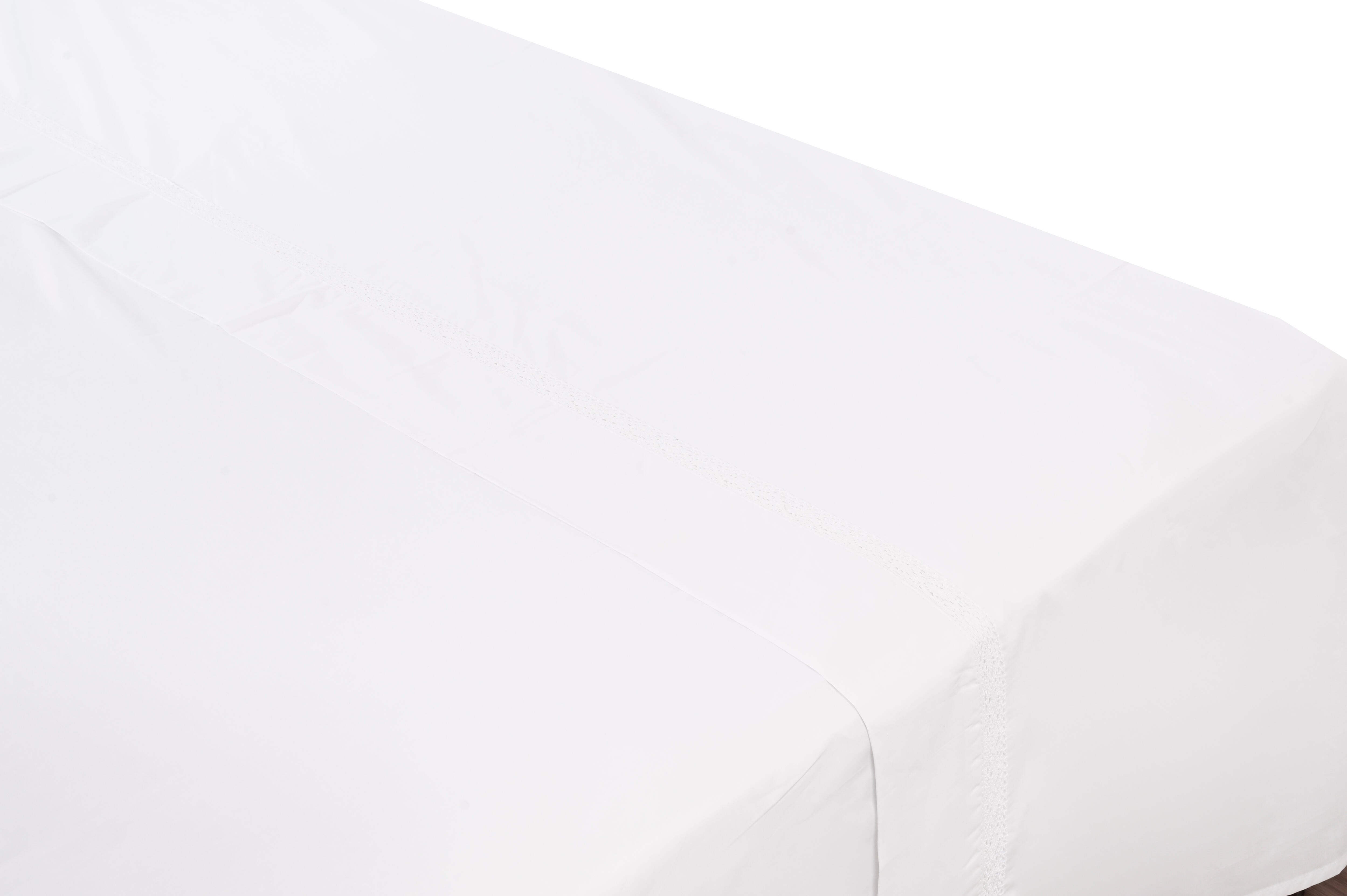 Sábana encimera Crochet algodón percal 200 hilos blanco 230x270 para cama de 150 cm - 11