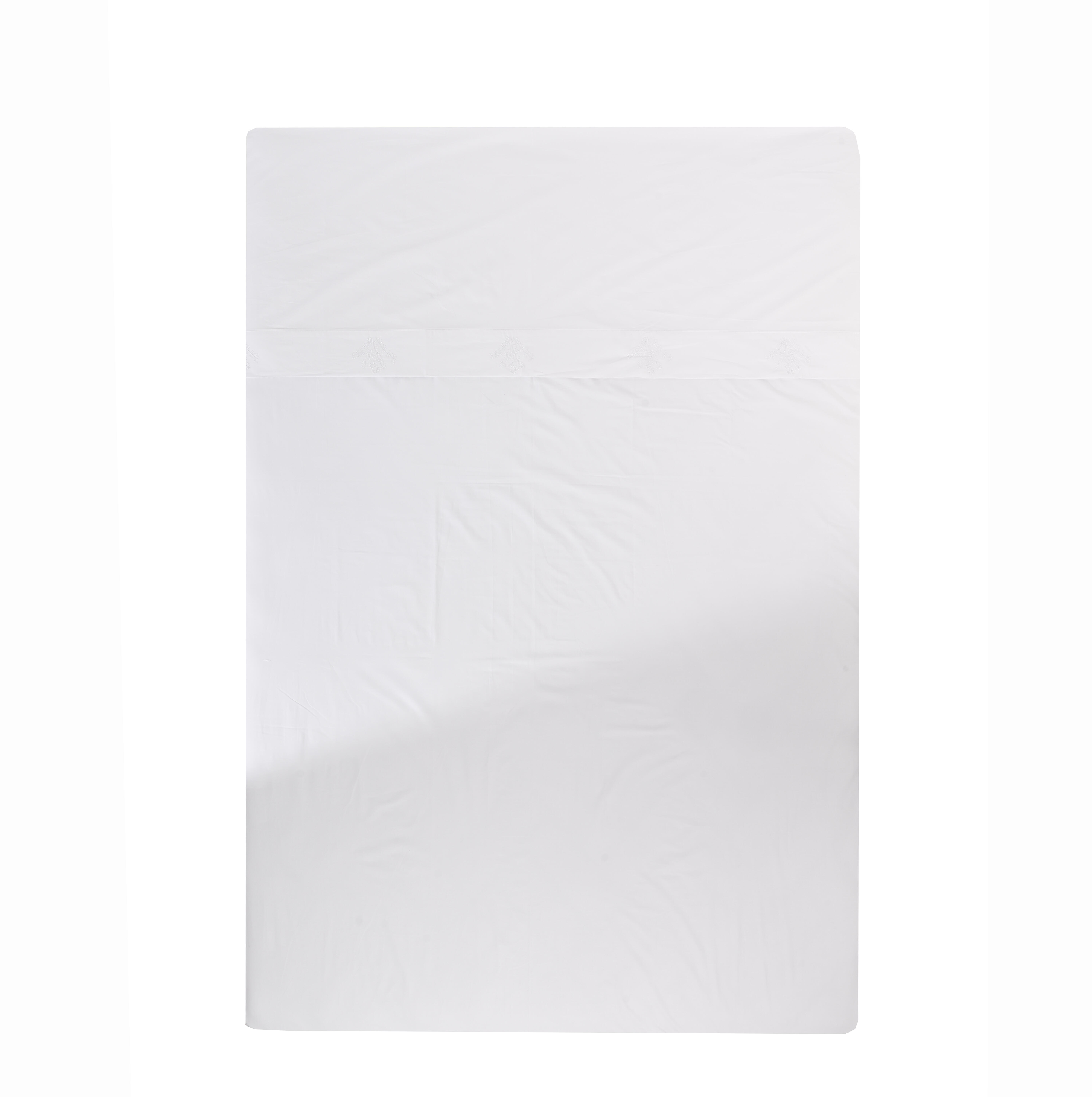 Sábana encimera Bordado Ramas algodón percal 200 hilos blanco 210x270 para cama de 135 cm - 5