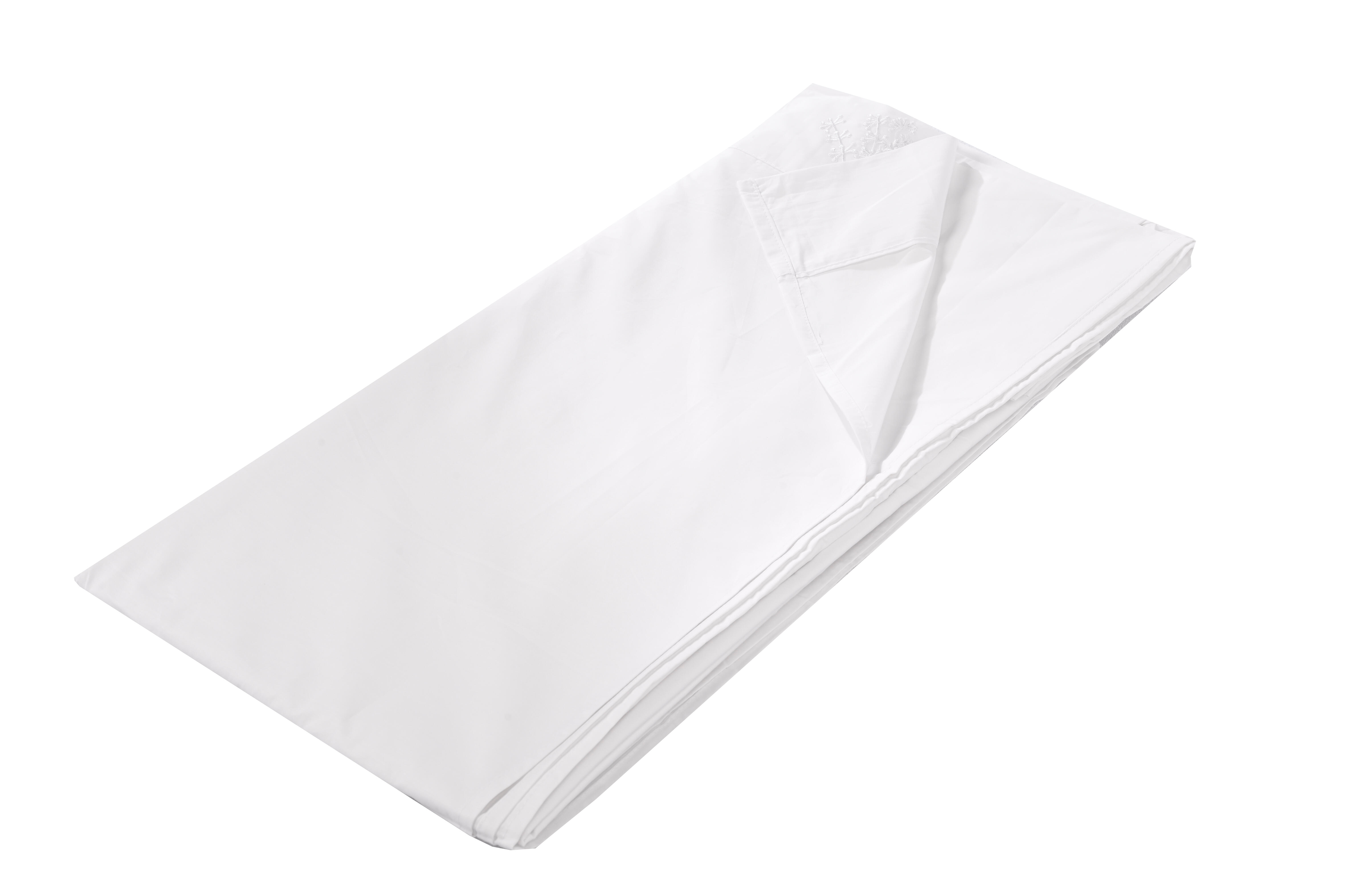 Sábana encimera Bordado Ramas algodón percal 200 hilos blanco 210x270 para cama de 135 cm - 4