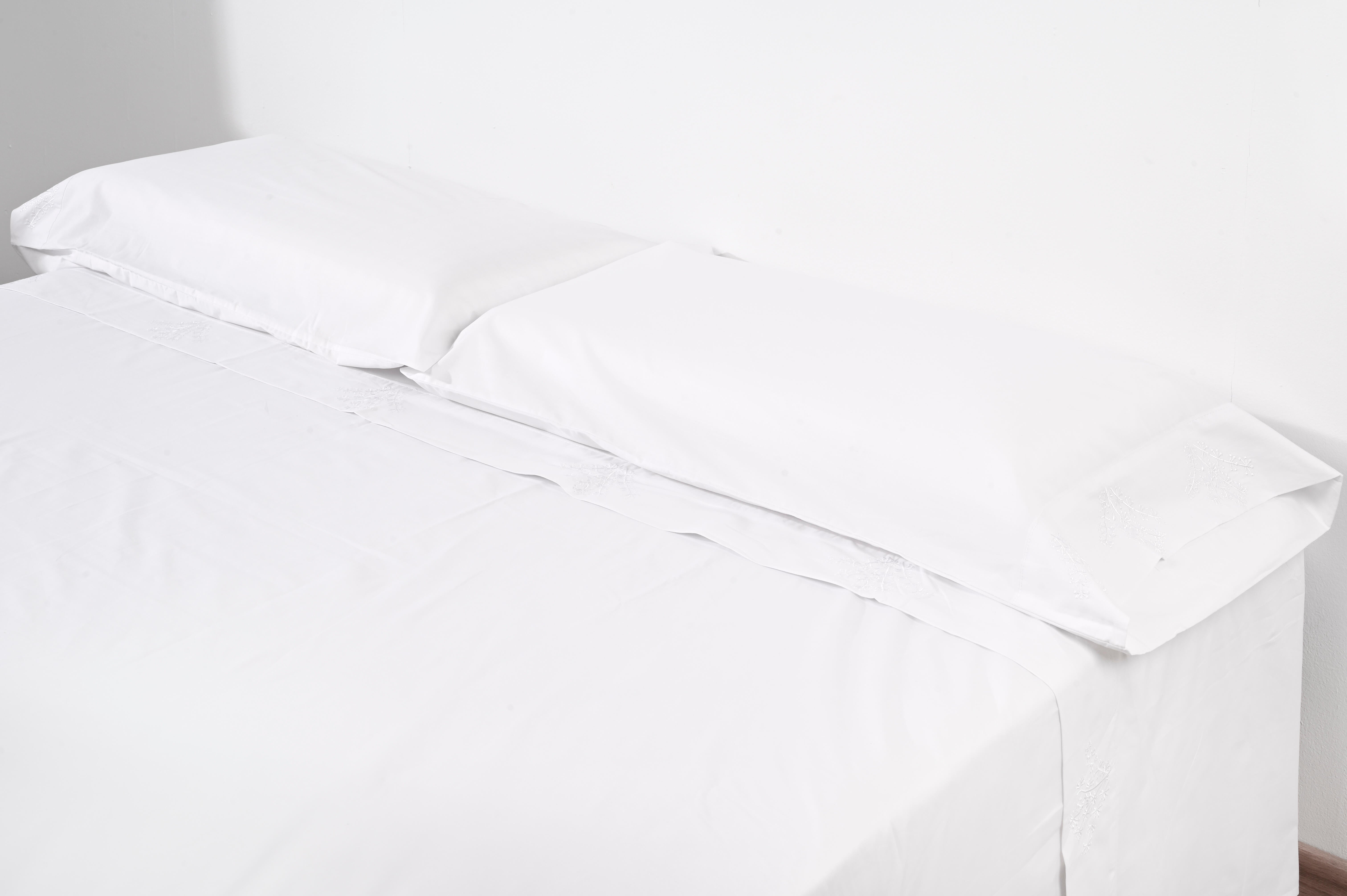 Sábana encimera Bordado Ramas algodón percal 200 hilos blanco 210x270 para cama de 135 cm - 2