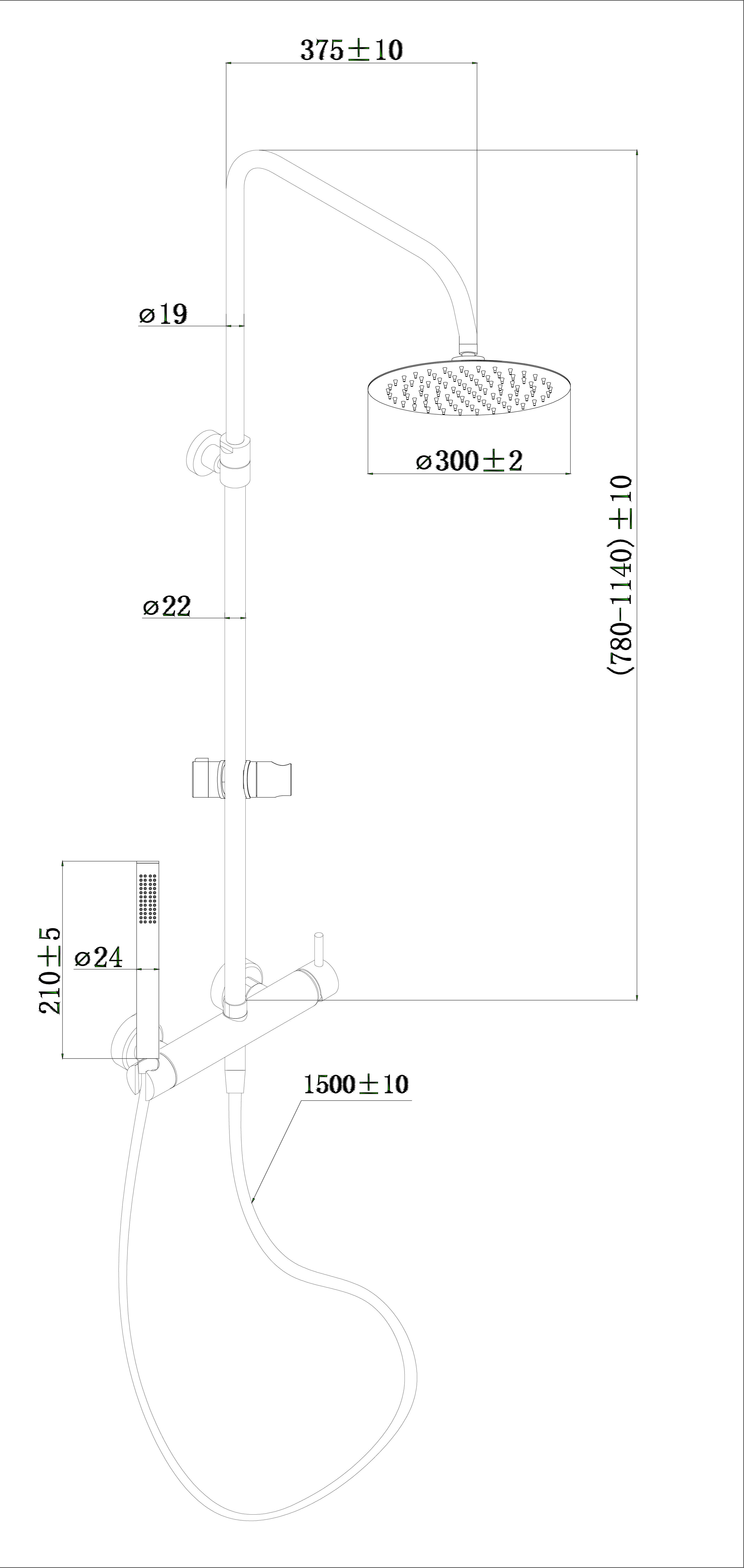 Conjunto de duche COM TORNEIRA MONOCOMANDO INOX - 8