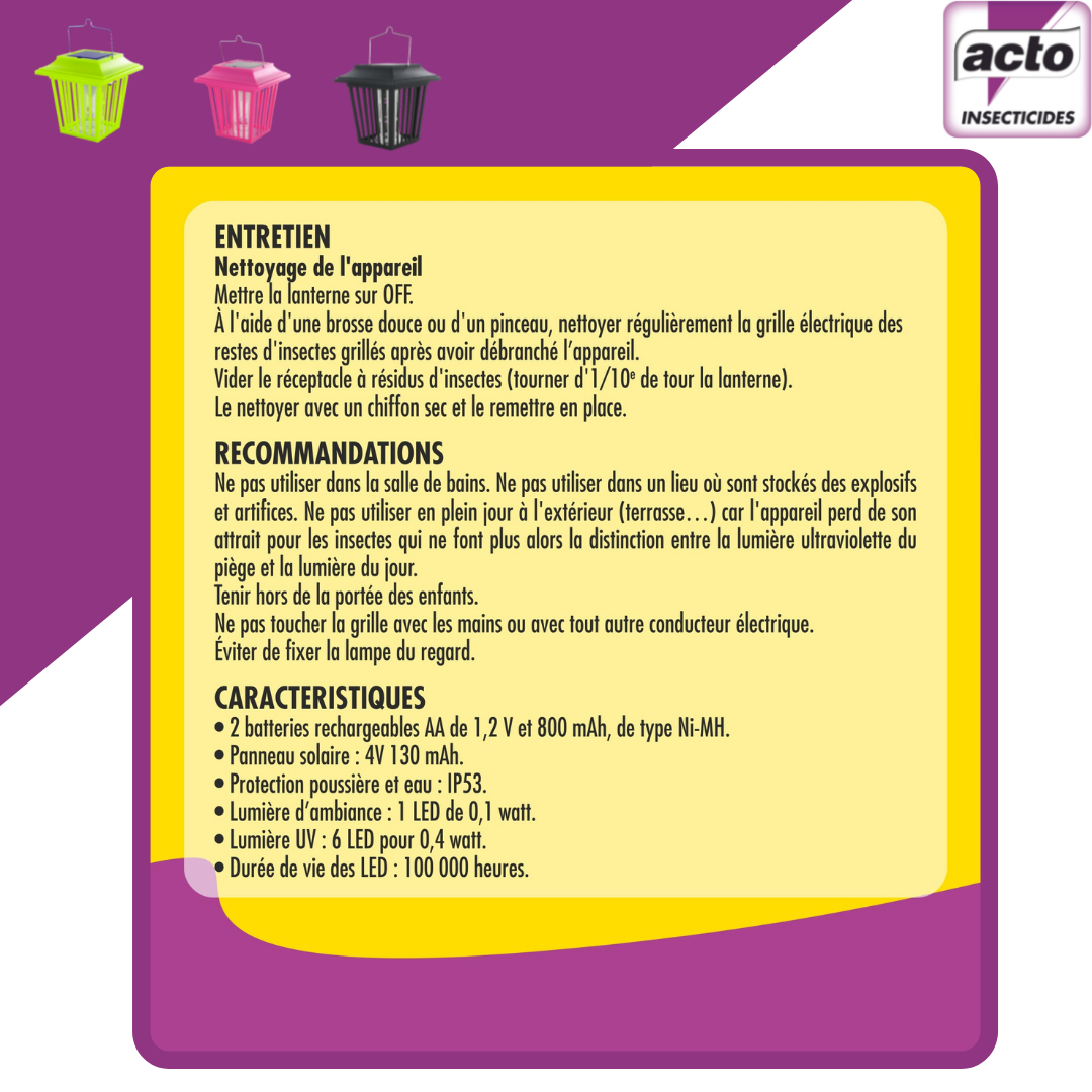 GRILL’INSECTES LANTERNE SOLAIRE - POSEE OU SUSPENDUE PROTEGE 20m² - 3